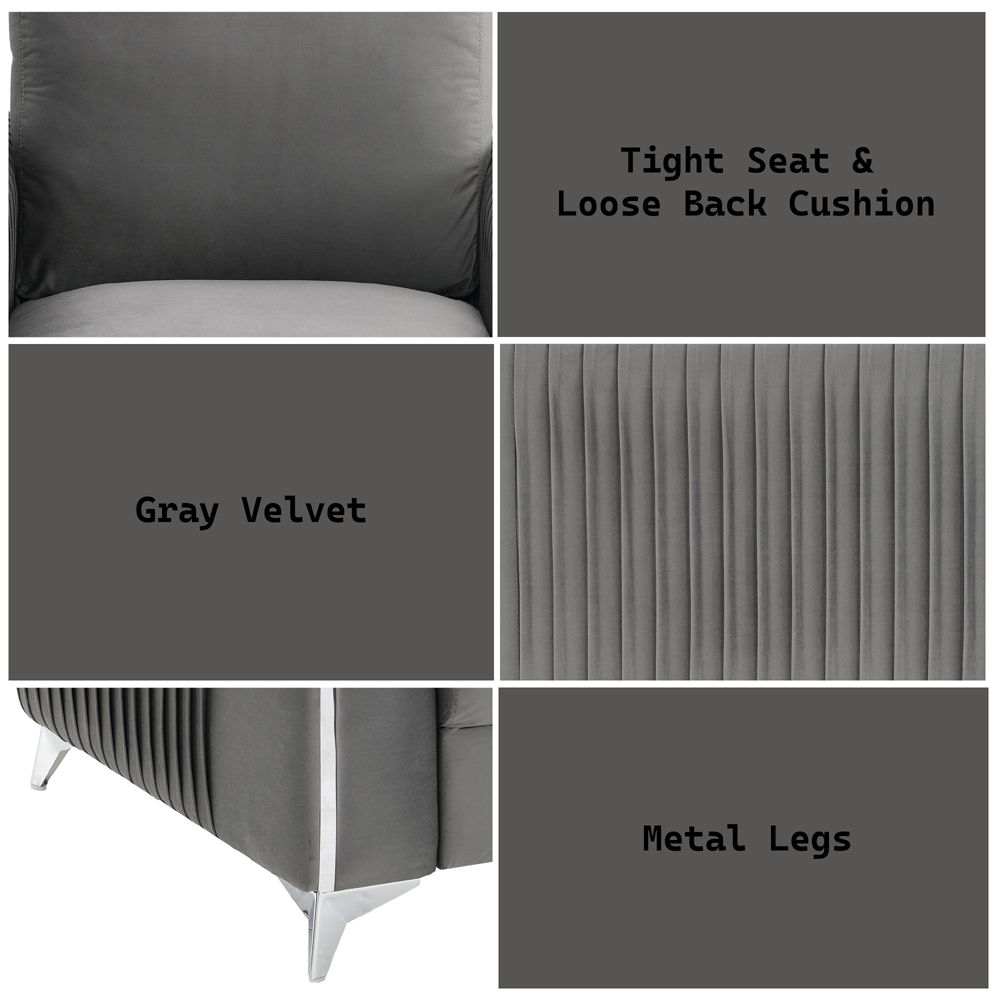 Wenona - Loveseat - Gray Velvet, gray, view 8