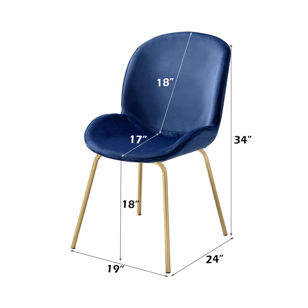 Chuchip - Side Chair (Set of 2) - Blue Velvet & Gold, blue, view 4