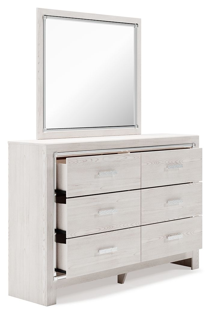 Altyra - 8 Pc. - Dresser, Mirror, Chest, King Panel Bookcase Bed, 2 Nightstands - White