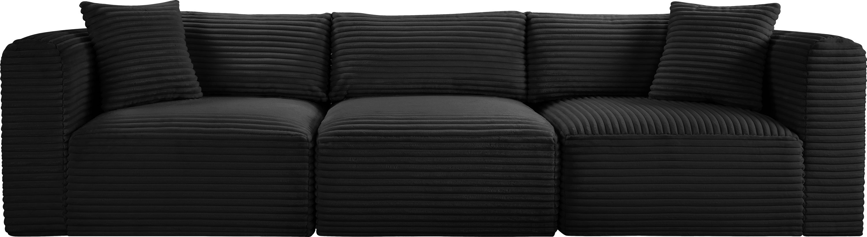 Shaggy - 3 Piece Modular Sofa - Black