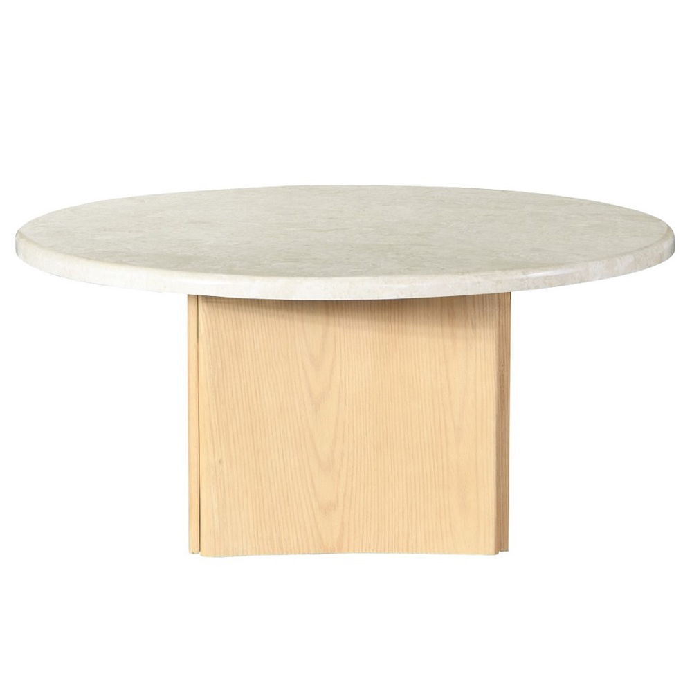 Qwin - Coffee Table With Marble Top - Marble Top & Oak, white, view 7