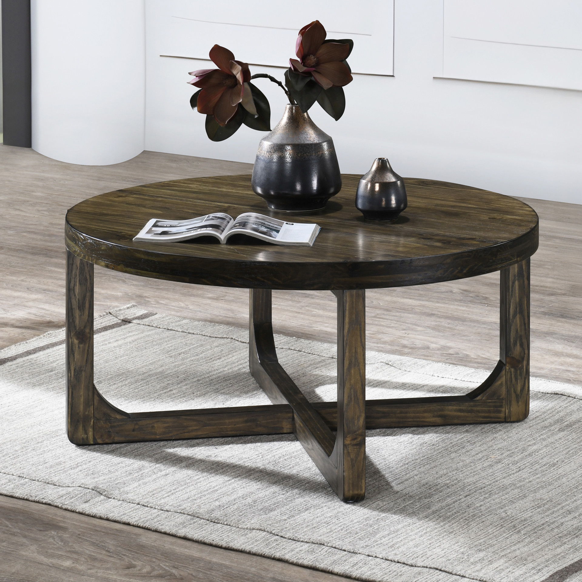Kerby - Round Coffee Table - Dark Brown, dark brown