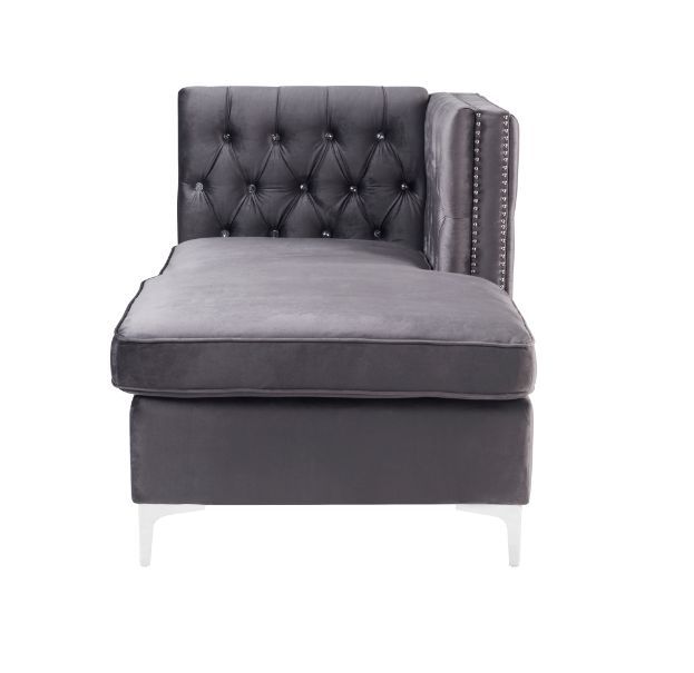 Jaszira - Modular Chaise - Gray Velvet, dark gray, view 3