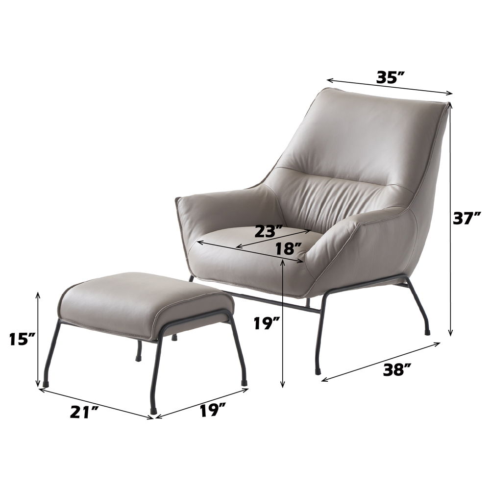 Jabel - Accent Chair & Ottoman - Khaki Top Grain Leather, gray, view 7