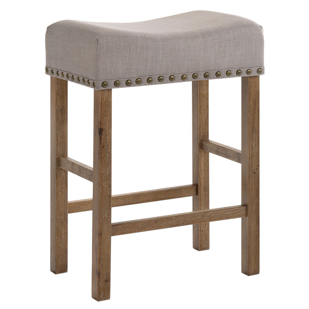 Martha II - Counter Height Stool (Set of 2) - Tan Linen & Weathered Oak, light brown, view 2