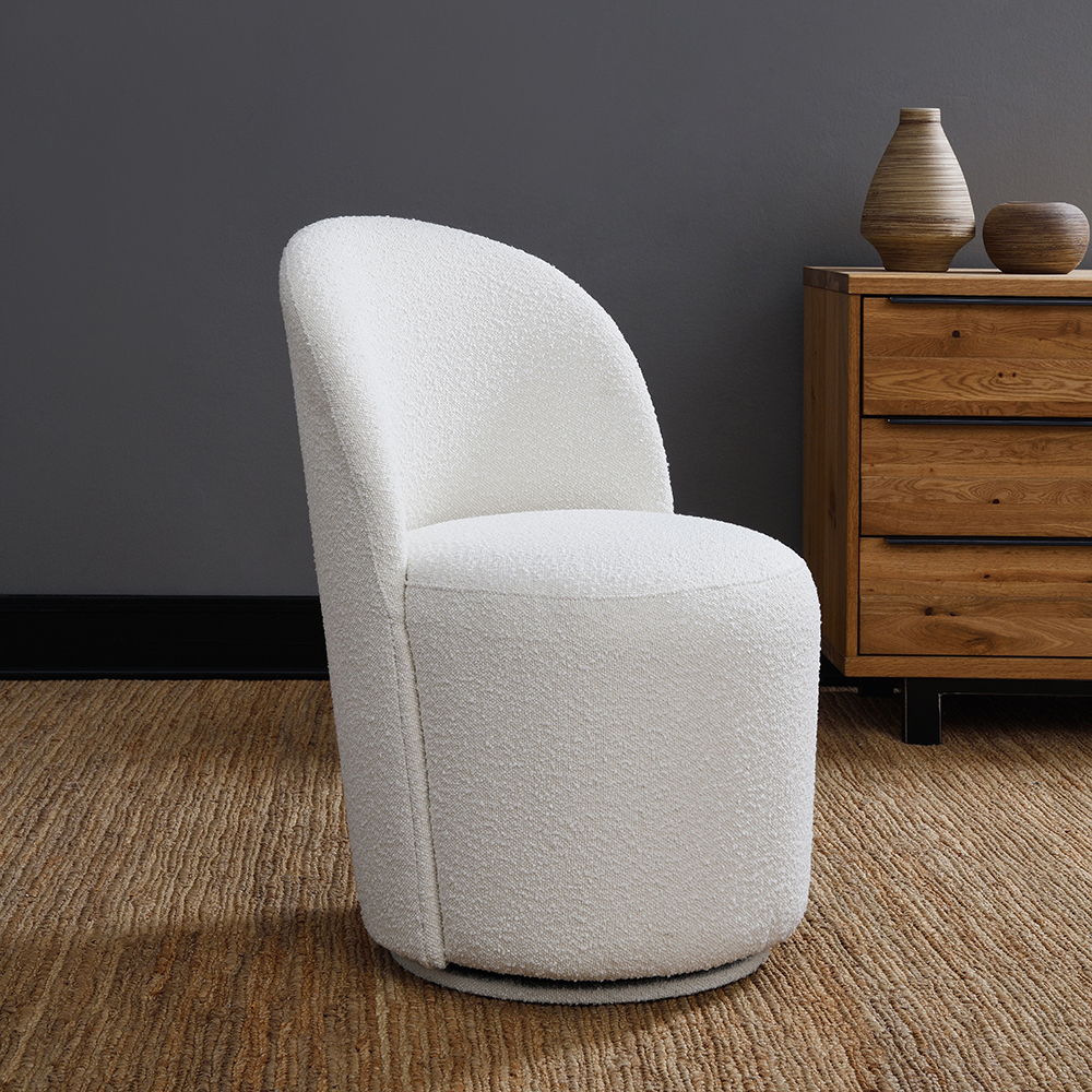 Hollis - Side Chair (Set of 2) - Beige Boucle, white