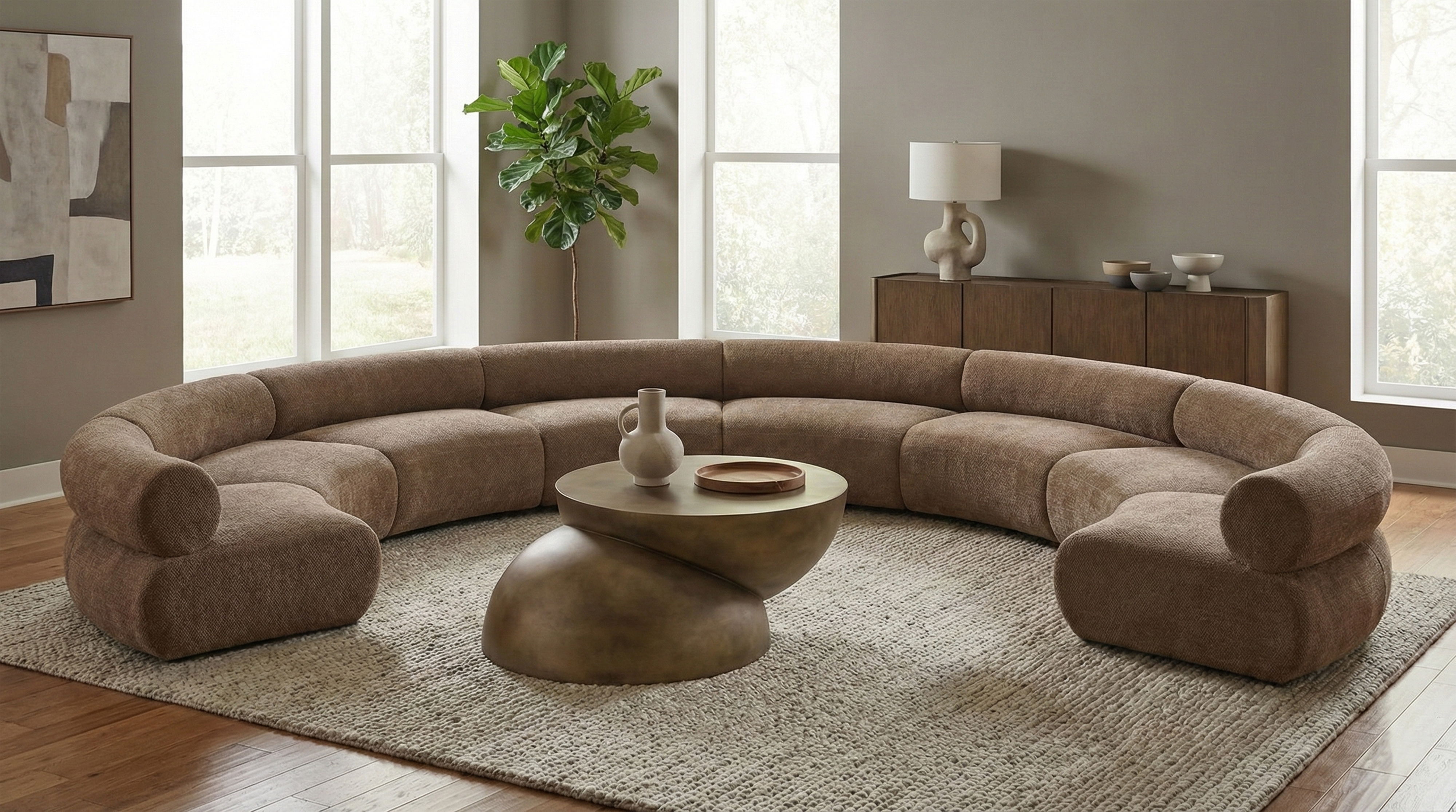 Bale - 202" Chenille Fabric Upholstered 8 Piece Modular Sectional - Brown