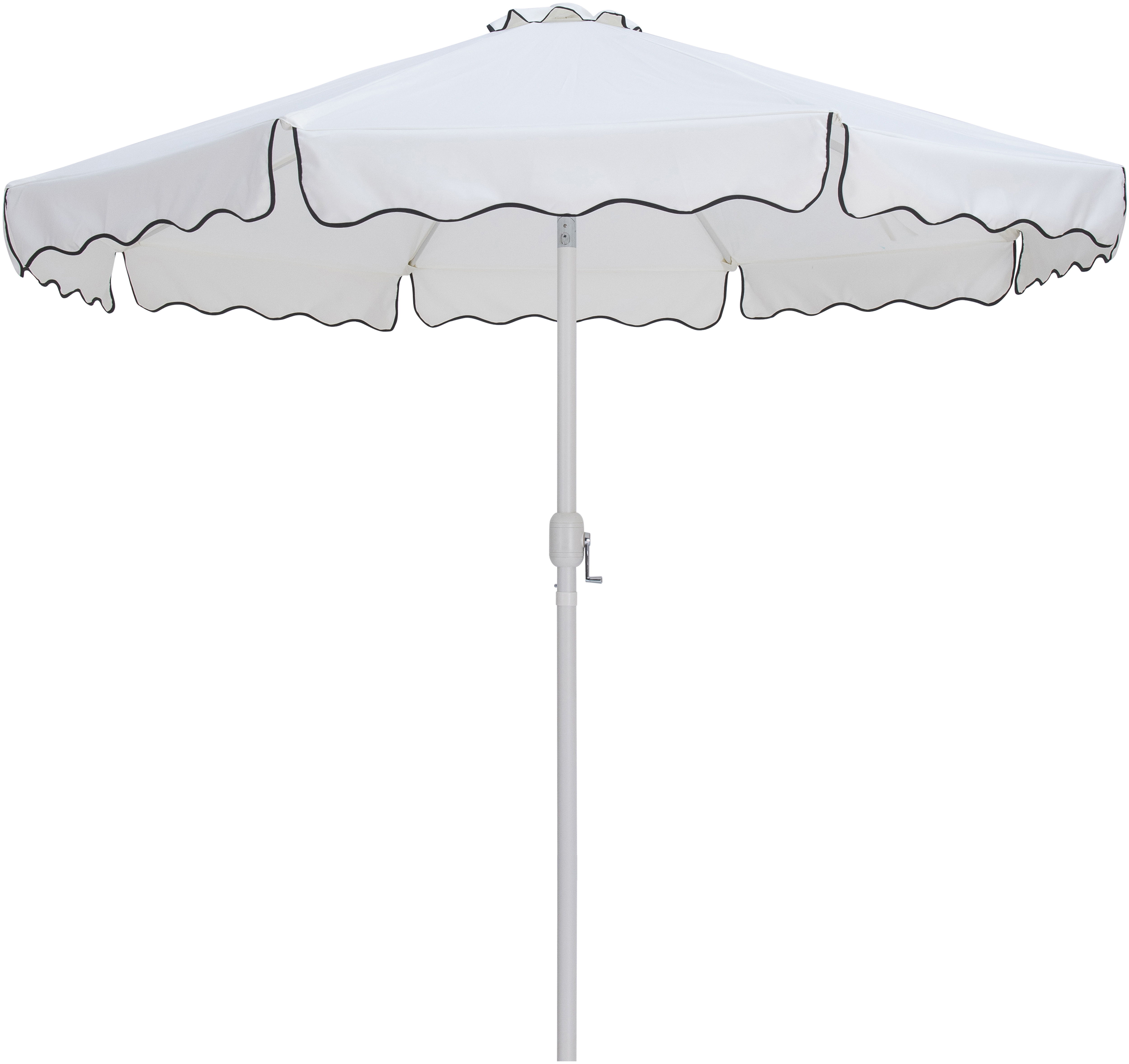 Amalfi - With Black Piping / Matte Black Aluminum Patio Umbrella With Base Fabric - White