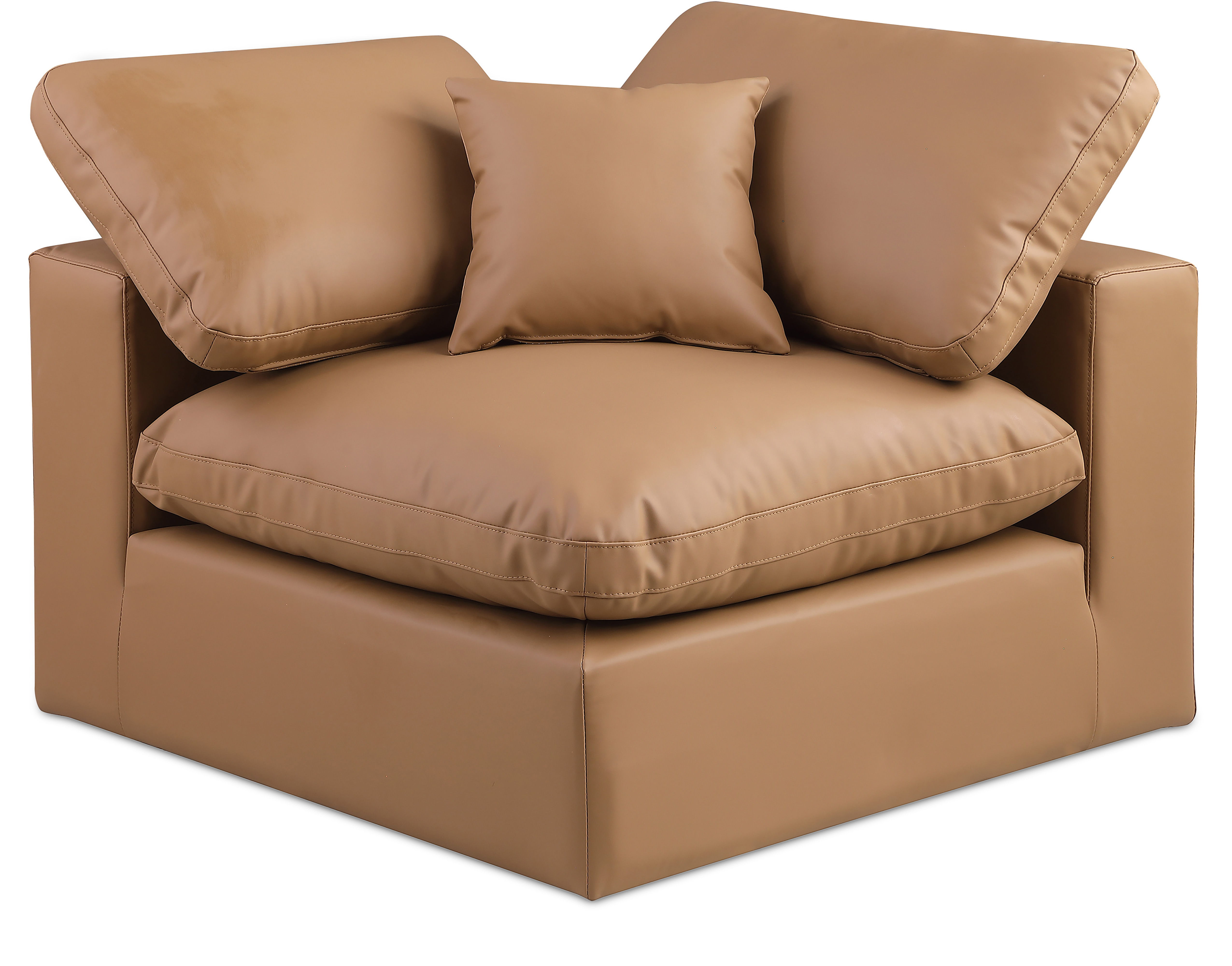 Comfy - Faux Leather Corner Chair - Cognac