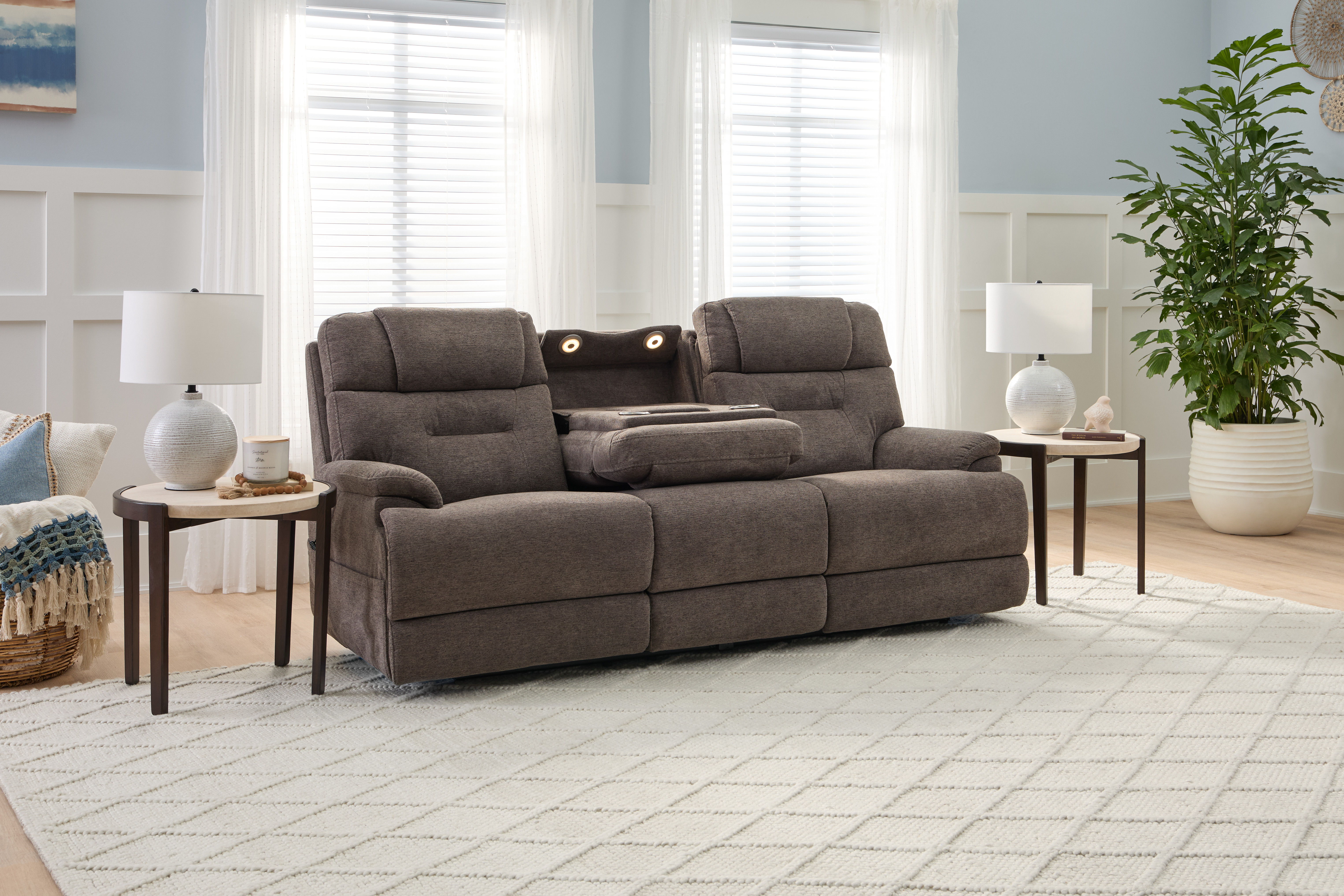 Zecliner Zofa - Power Sleep Sofa With Power Headrests & Lumbar - Umber, dark brown, view 7