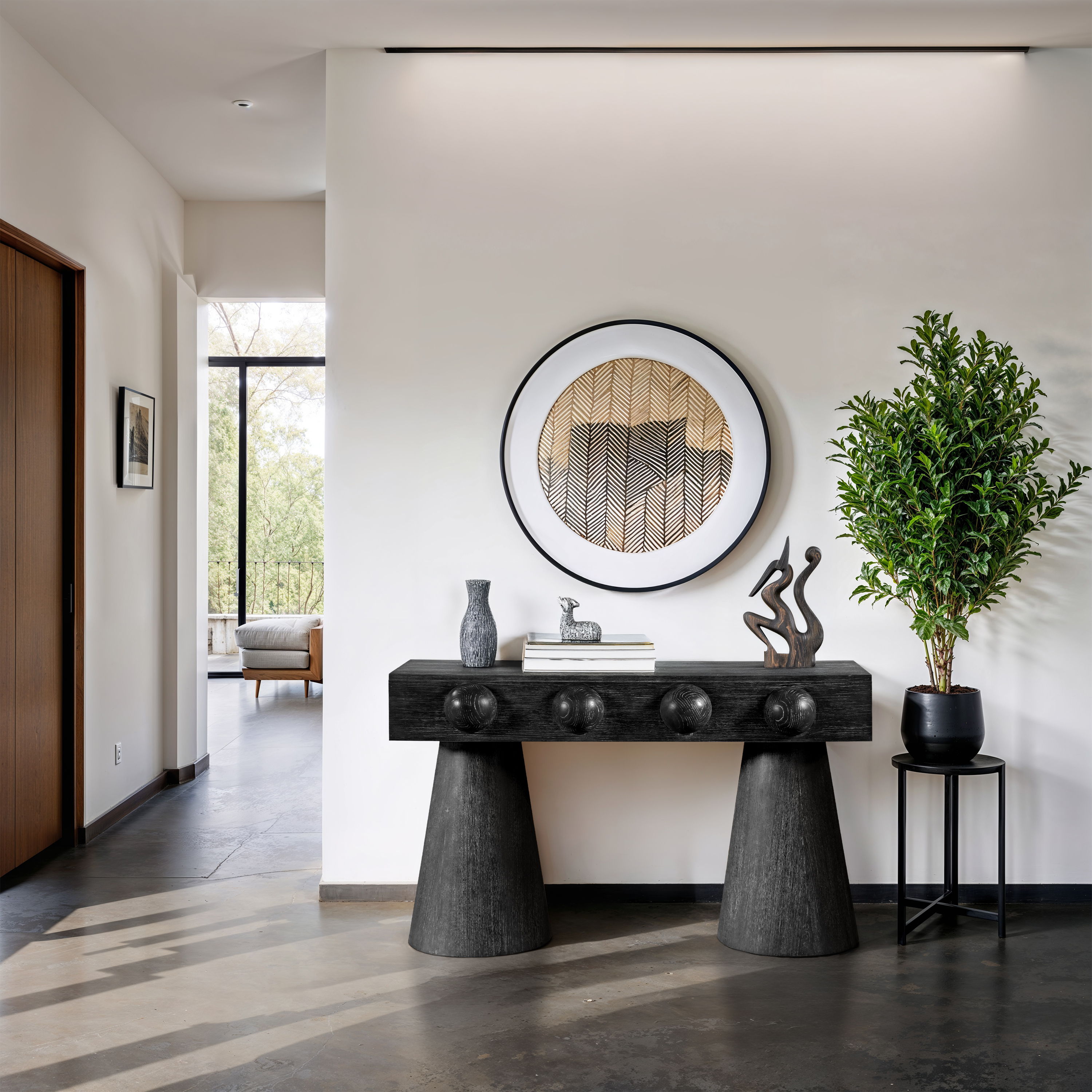 Bracciano - Oak Veneer Console Table - Black