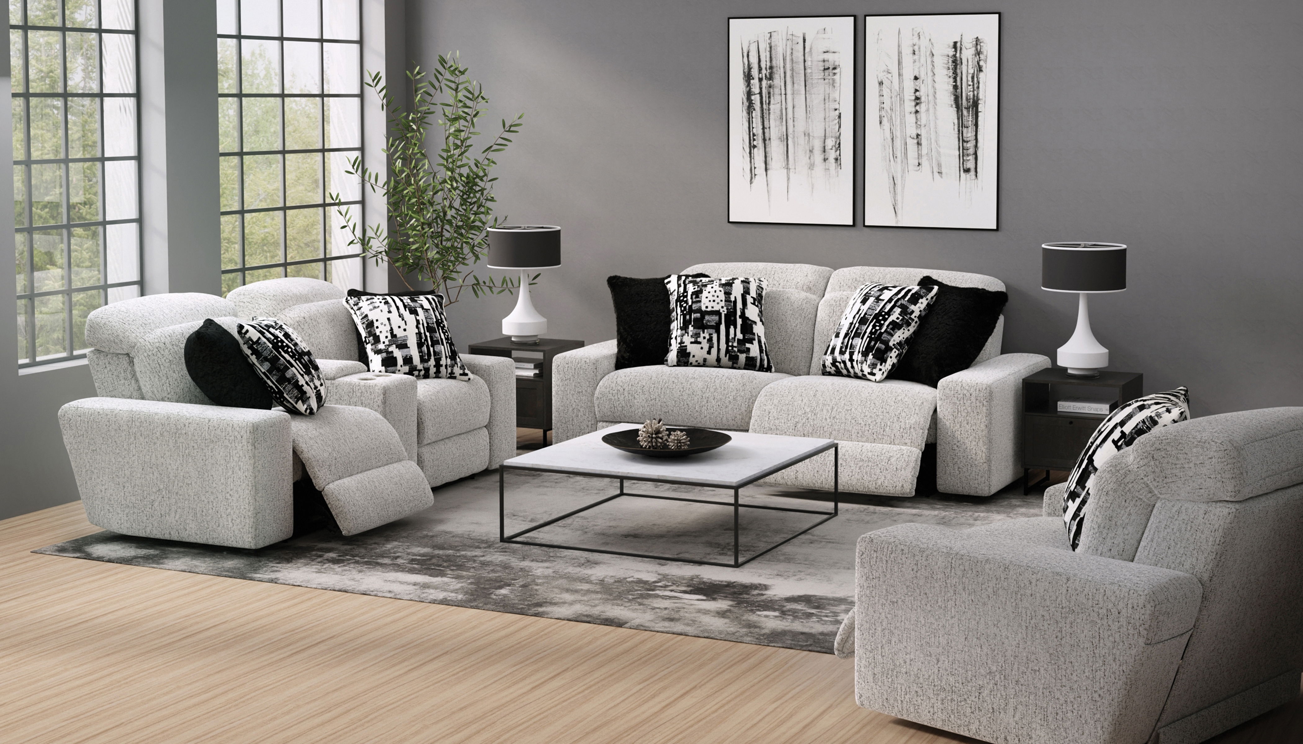 Darby - Power Adjustable Headrest Power Reclining Console Loveseat - Cotton