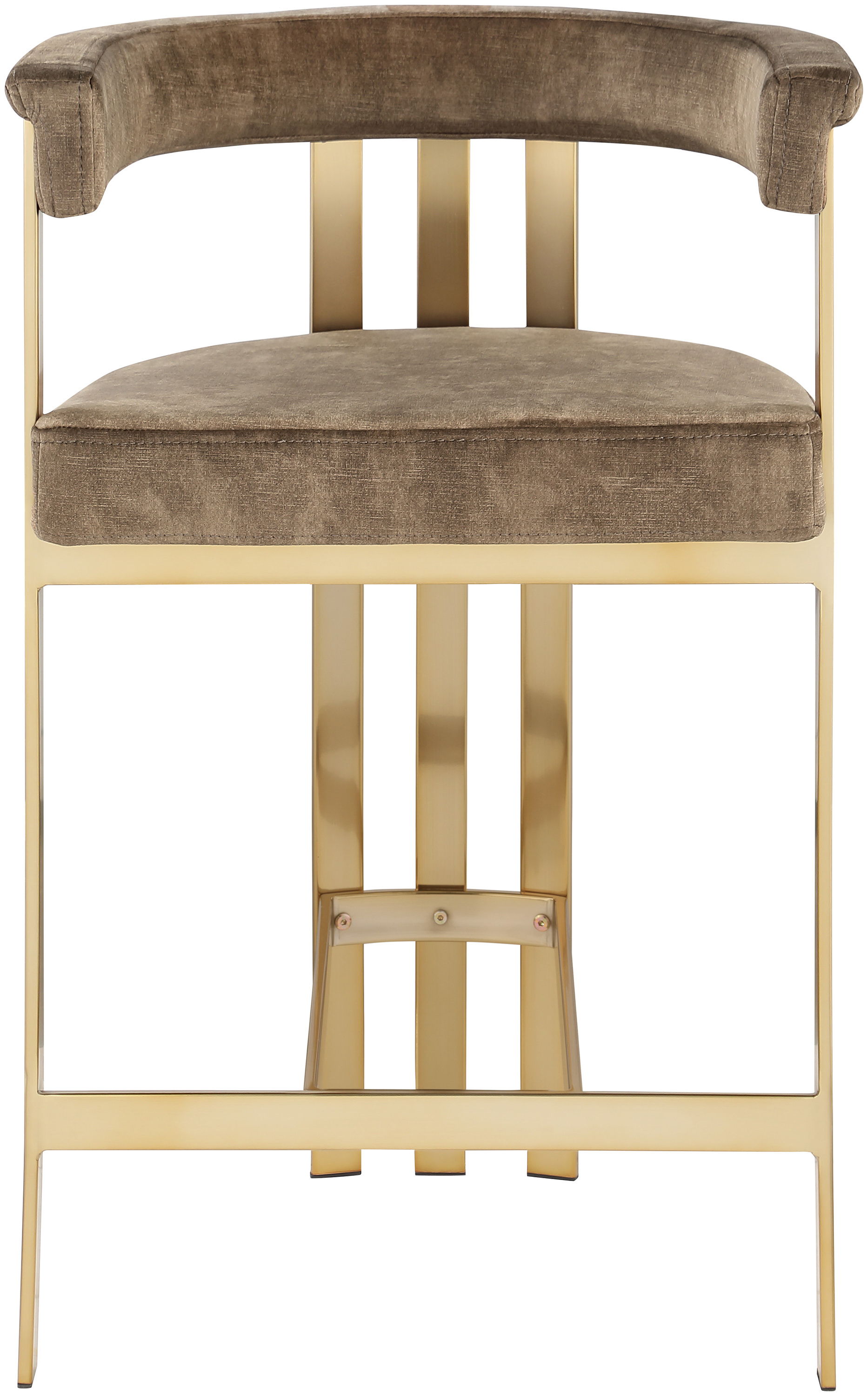 Marcello - Counter Stool With Brushed Gold Iron Frame (Set of 2) - Brown