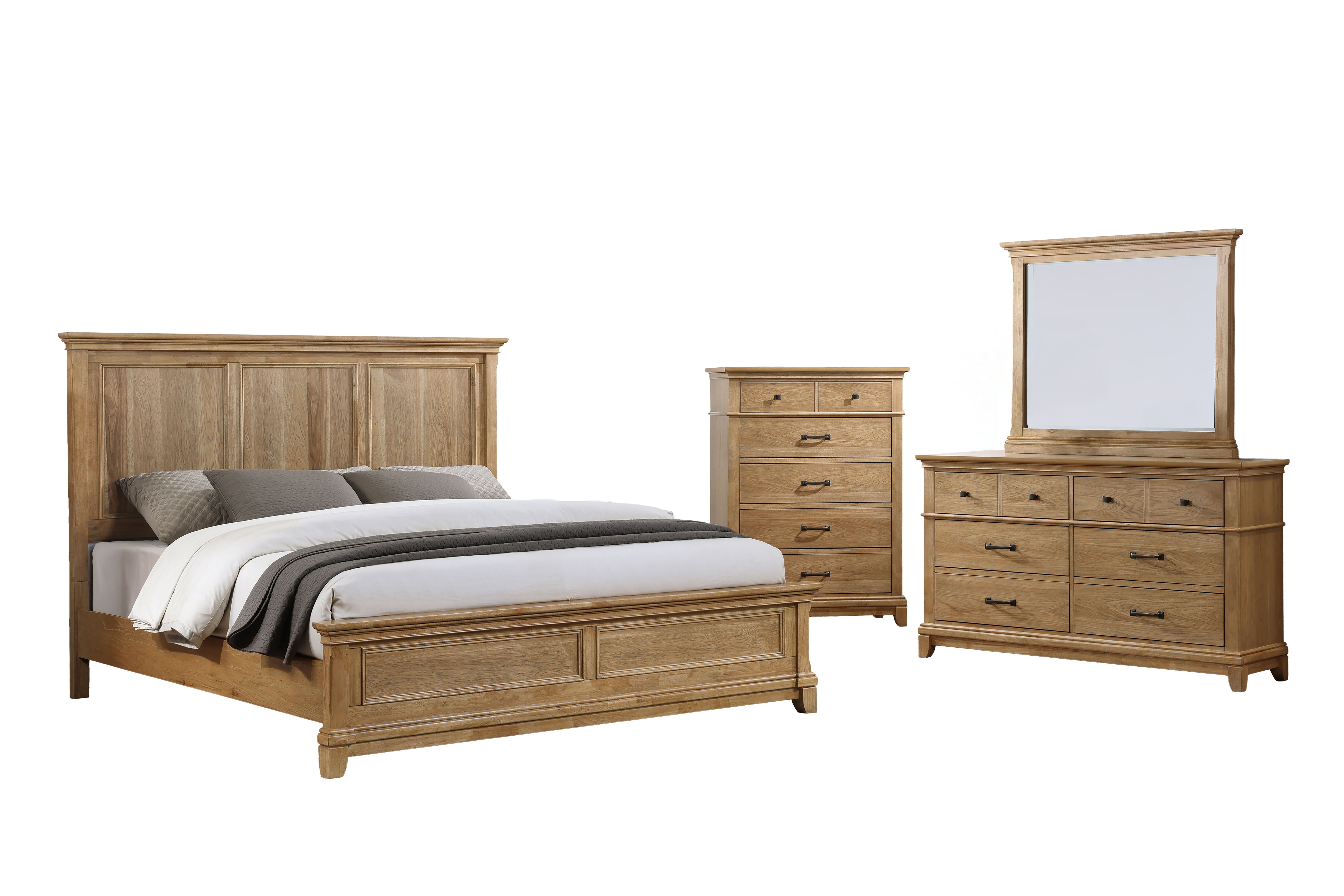 Queen · 4 Pc · Bed, Dresser, Mirror, Chest