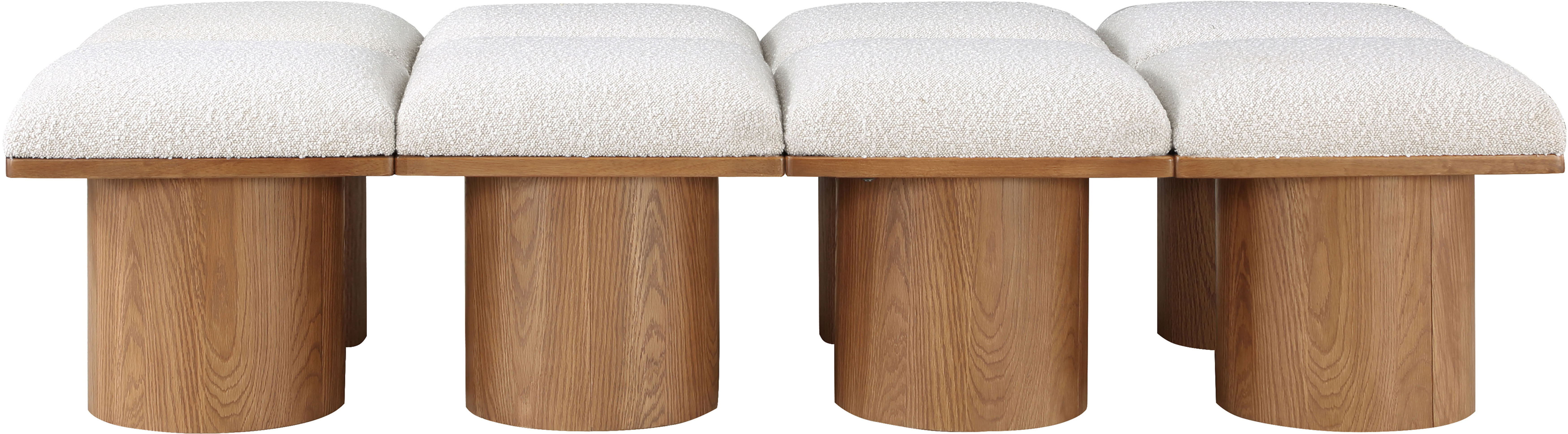 Pavilion - 72" 8 Piece Modular Bench With Brown Base - Cream