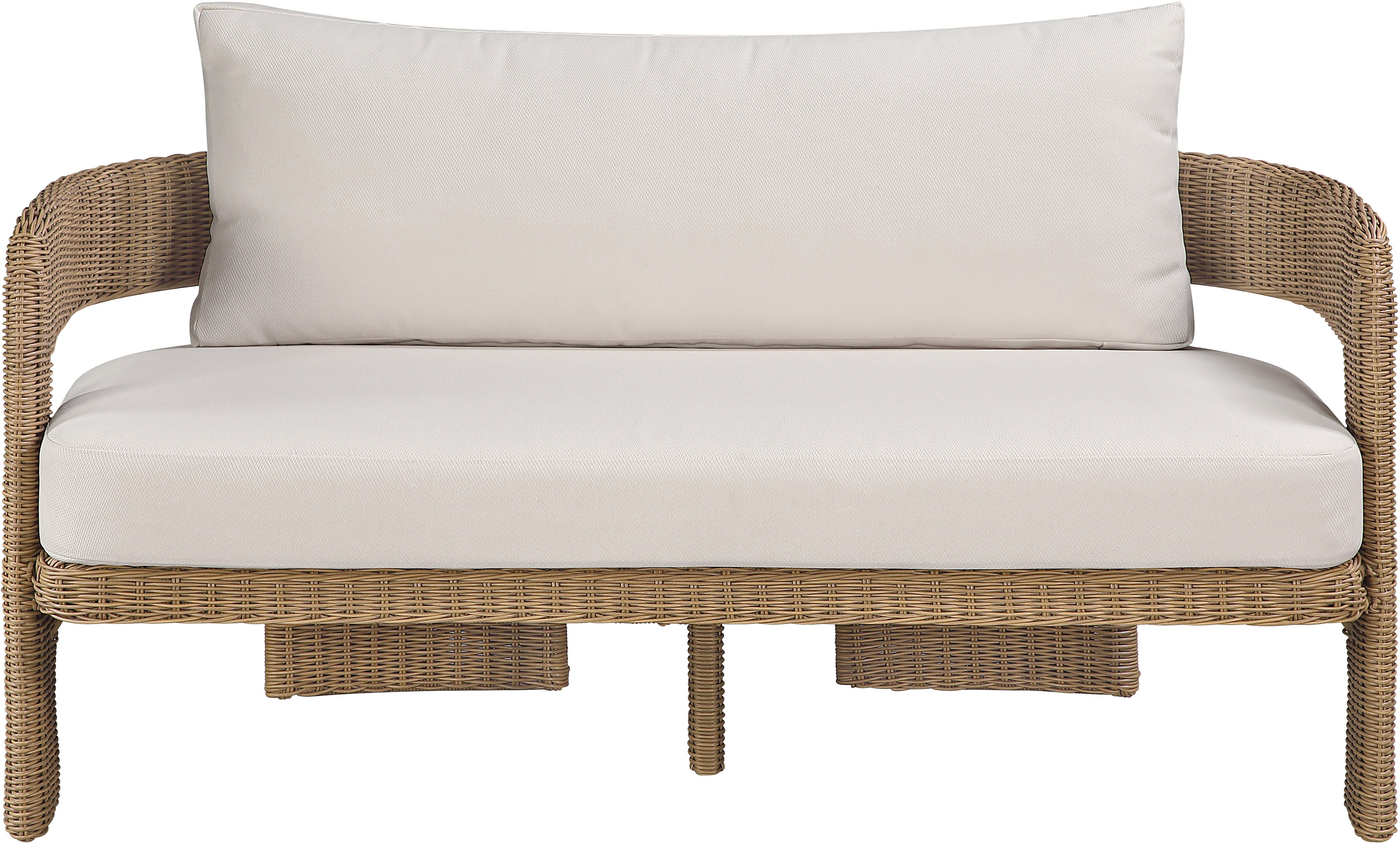 Sandbay - Olefin Water Resistant Fabric And Wicker Outdoor Patio Loveseat - Beige
