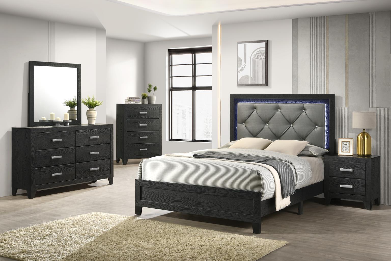 B385 - 3 Piece Bedroom Set (Full Bed, Dresser, Mirror) - Black
