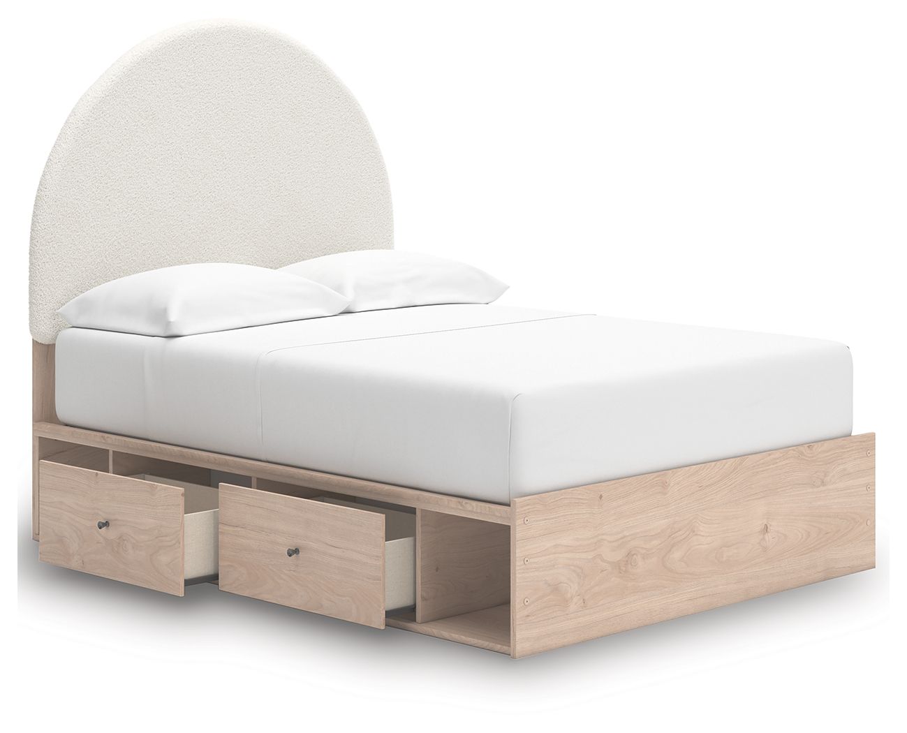 Ashley Furniture Arloster - Full Upholstered Panel Bed With Side Storage Unit - Tan / White - Image 6