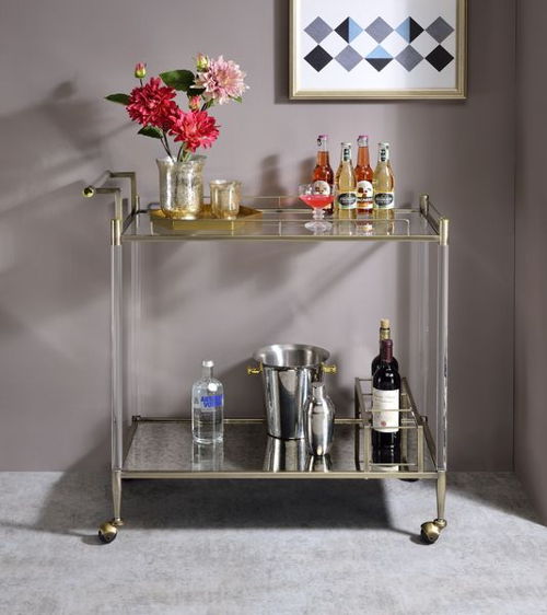 Cirro - Serving Cart - Antique Mirror & Wire Brass, silver