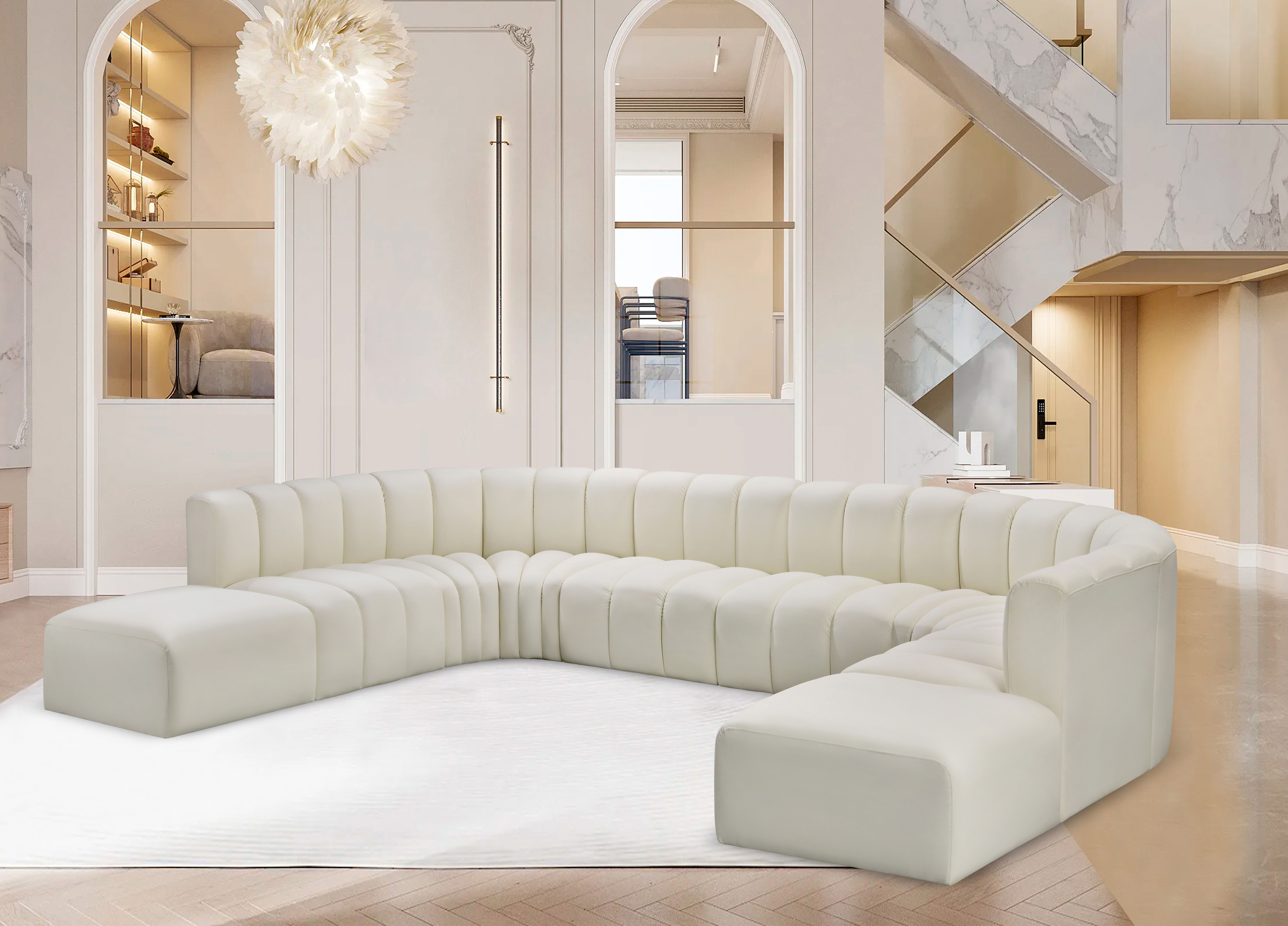 Arc - Faux Leather Modular Sectional - Cream