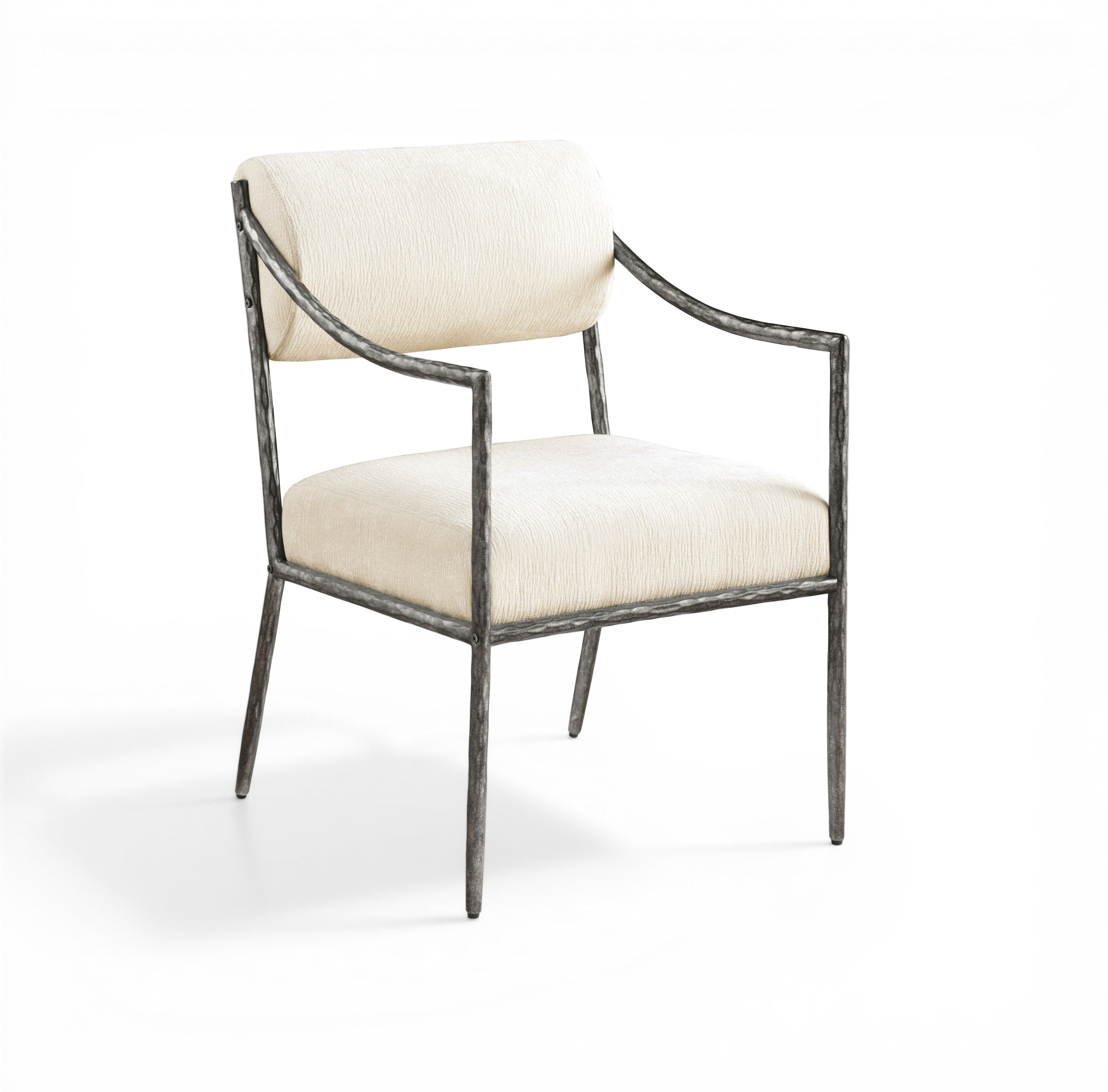 Bastille - Upholstered Dining Arm Chair (Set of 2) - Cream / Silver