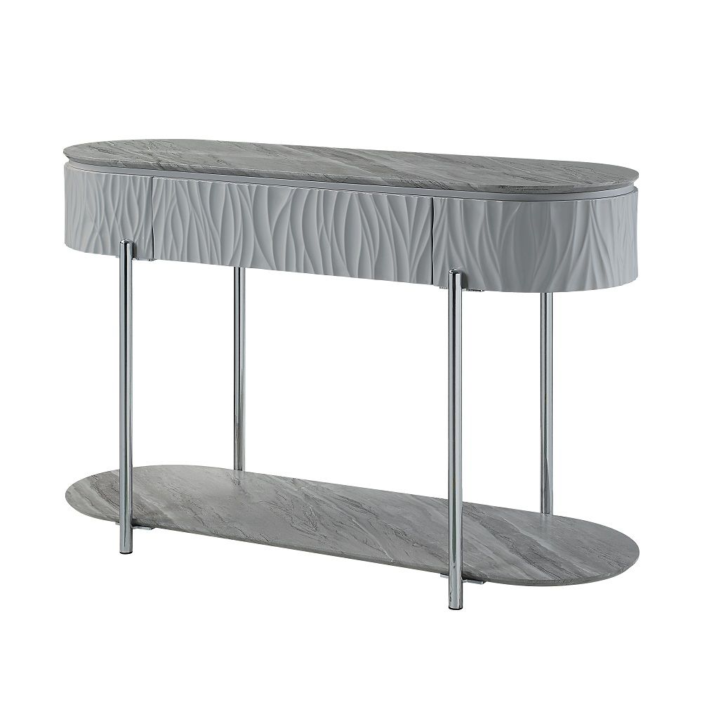 Yukino - Sofa Table - Gray High Gloss & Chrome, gray