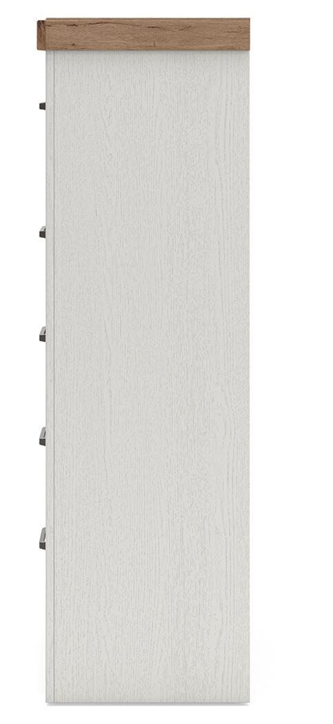 Ashley Furniture Savonport - Five Drawer Chest - White / Brown - Image 7