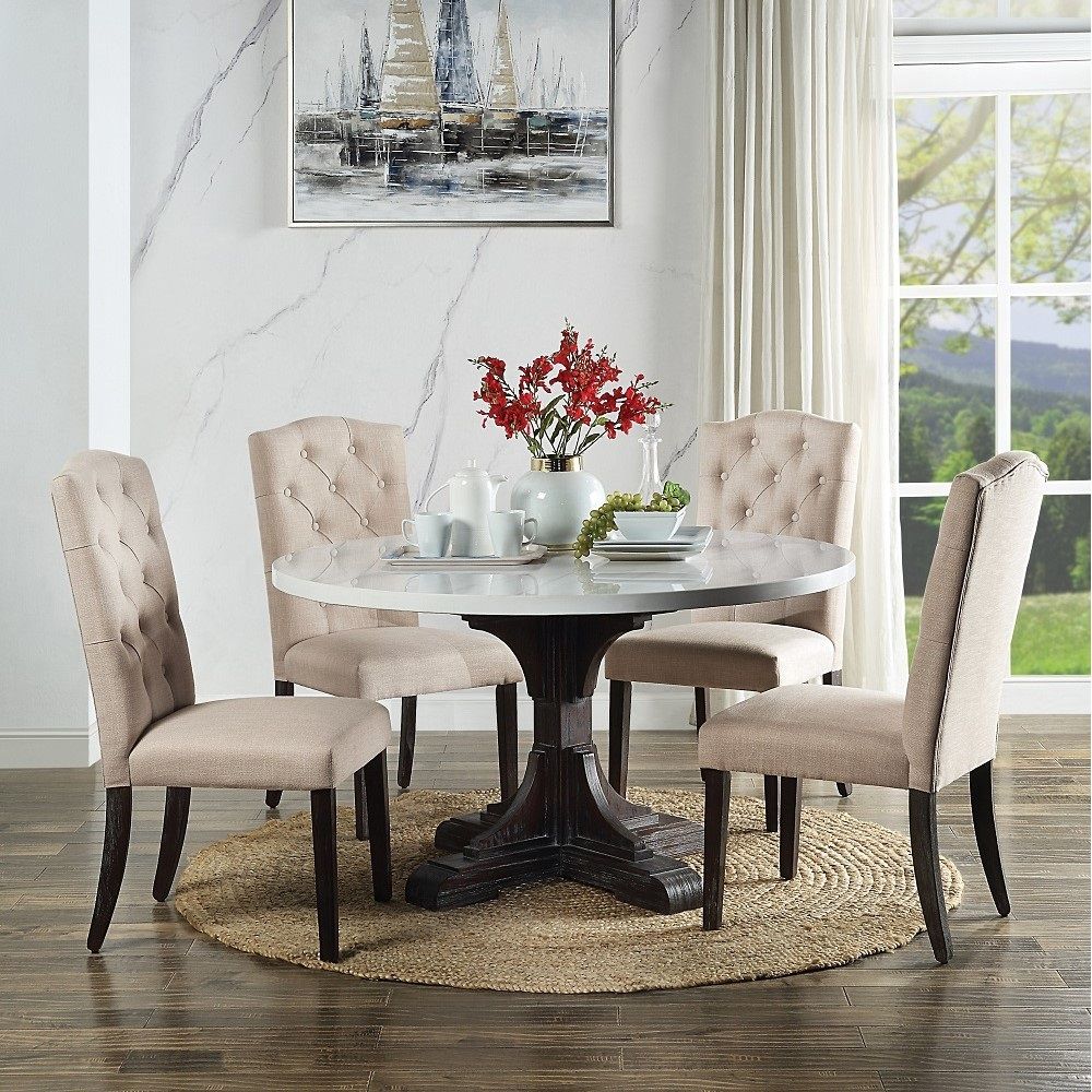 Gerardo - Side Chair (Set of 2) - Beige Linen & Weathered Espresso, beige, view 6