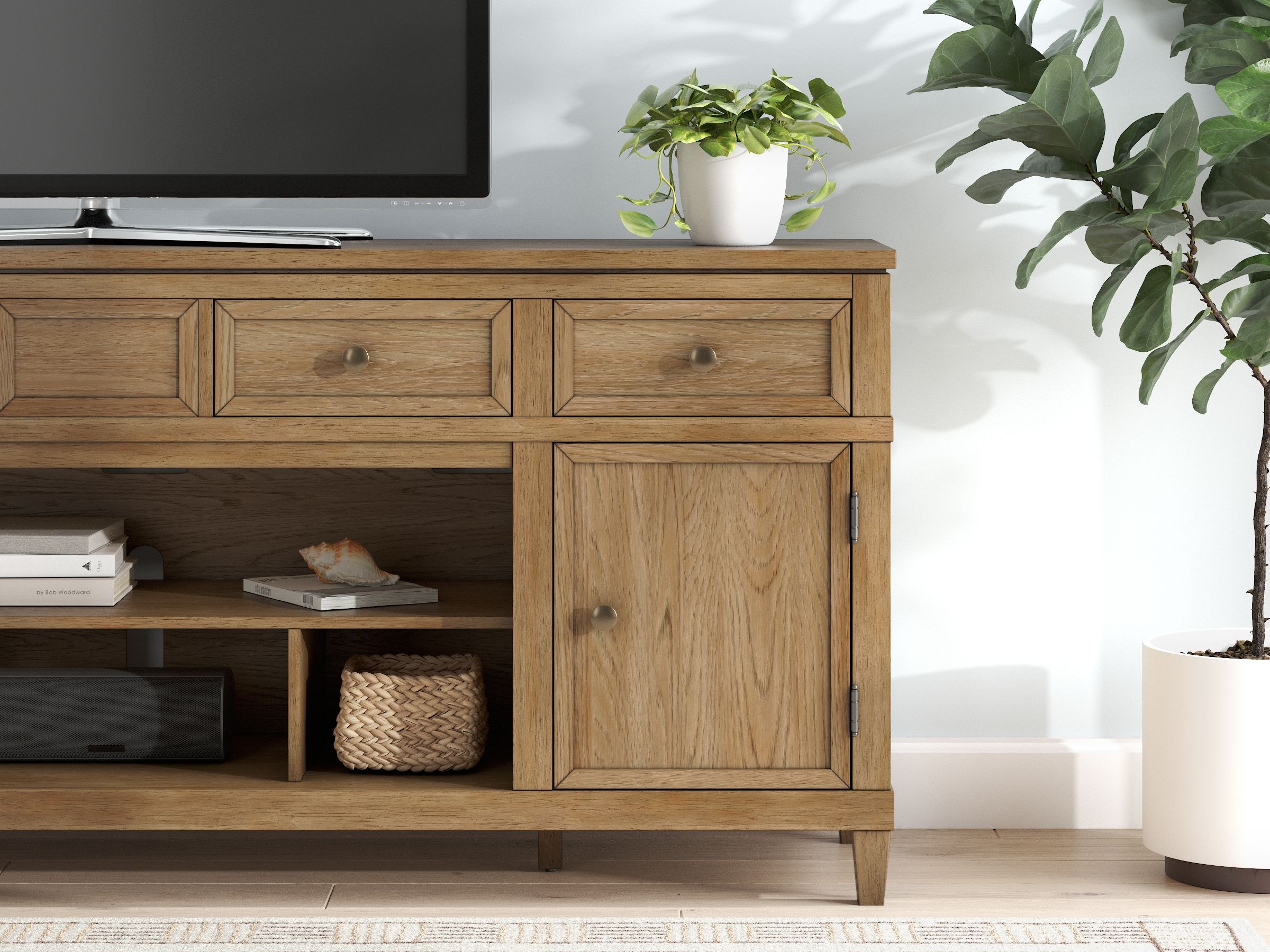 Ashley Furniture Sharlance - XL TV Stand With Fireplace Option - Light Brown - Image 9