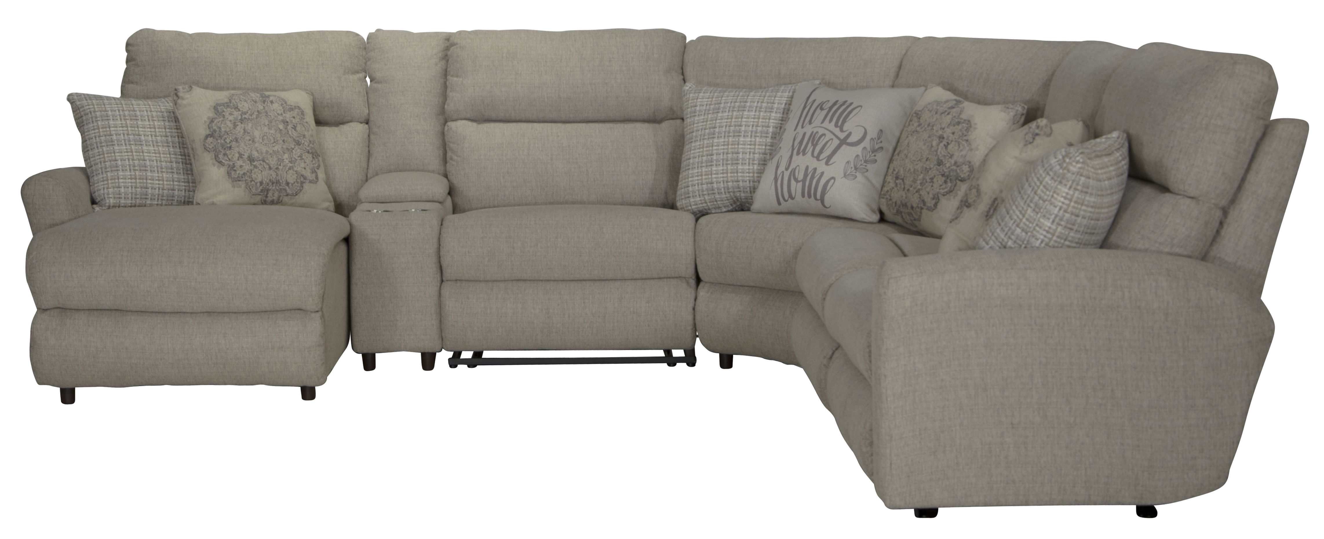 McPherson - 6 Piece Power Reclining Sectional With Lay-Back LSF Chaise And 2 Lay-Flat Reclining Seats - Beige