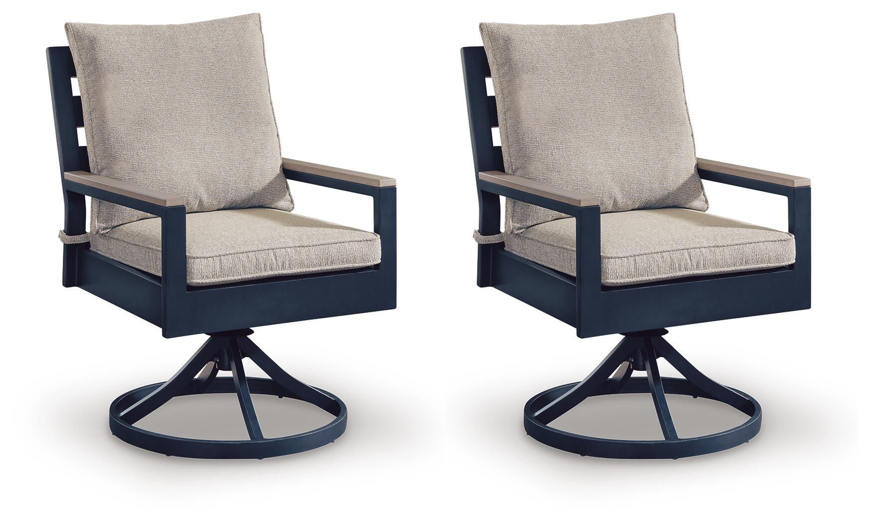 East Beach – Swivel Chair With Cushion (Set of 2) – Blue
