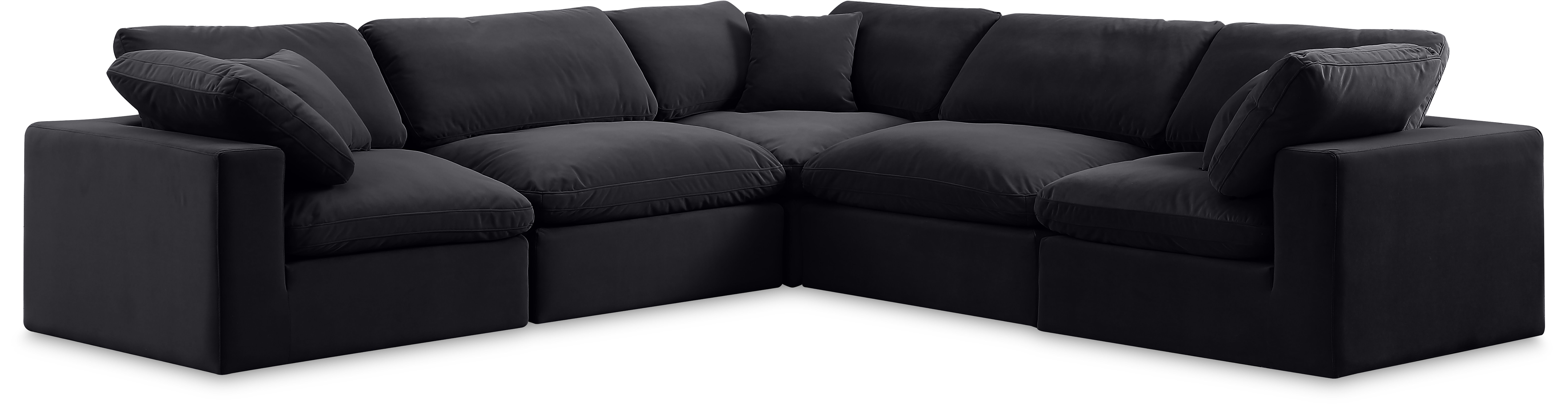 Comfy - 5 Piece Velvet Modular Corner Sectional - Black