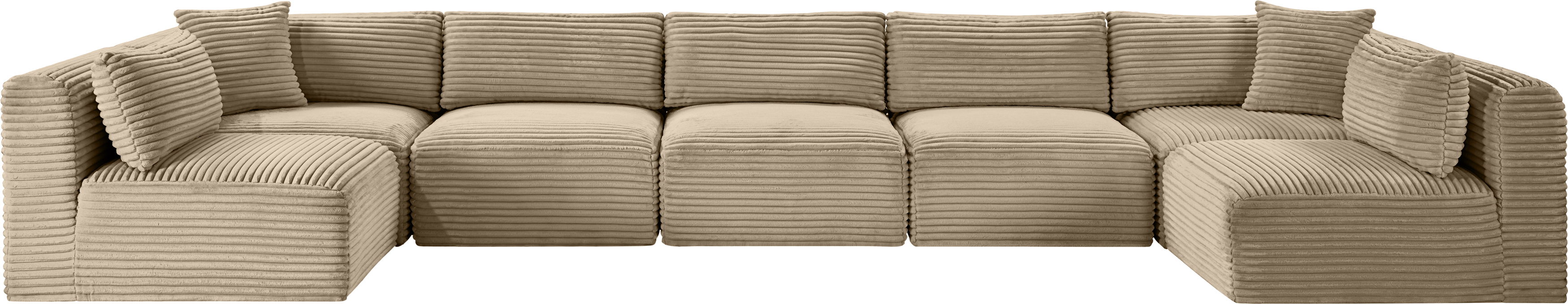 Shaggy - 7 Piece Modular U-Shaped Armless Sectional - Taupe