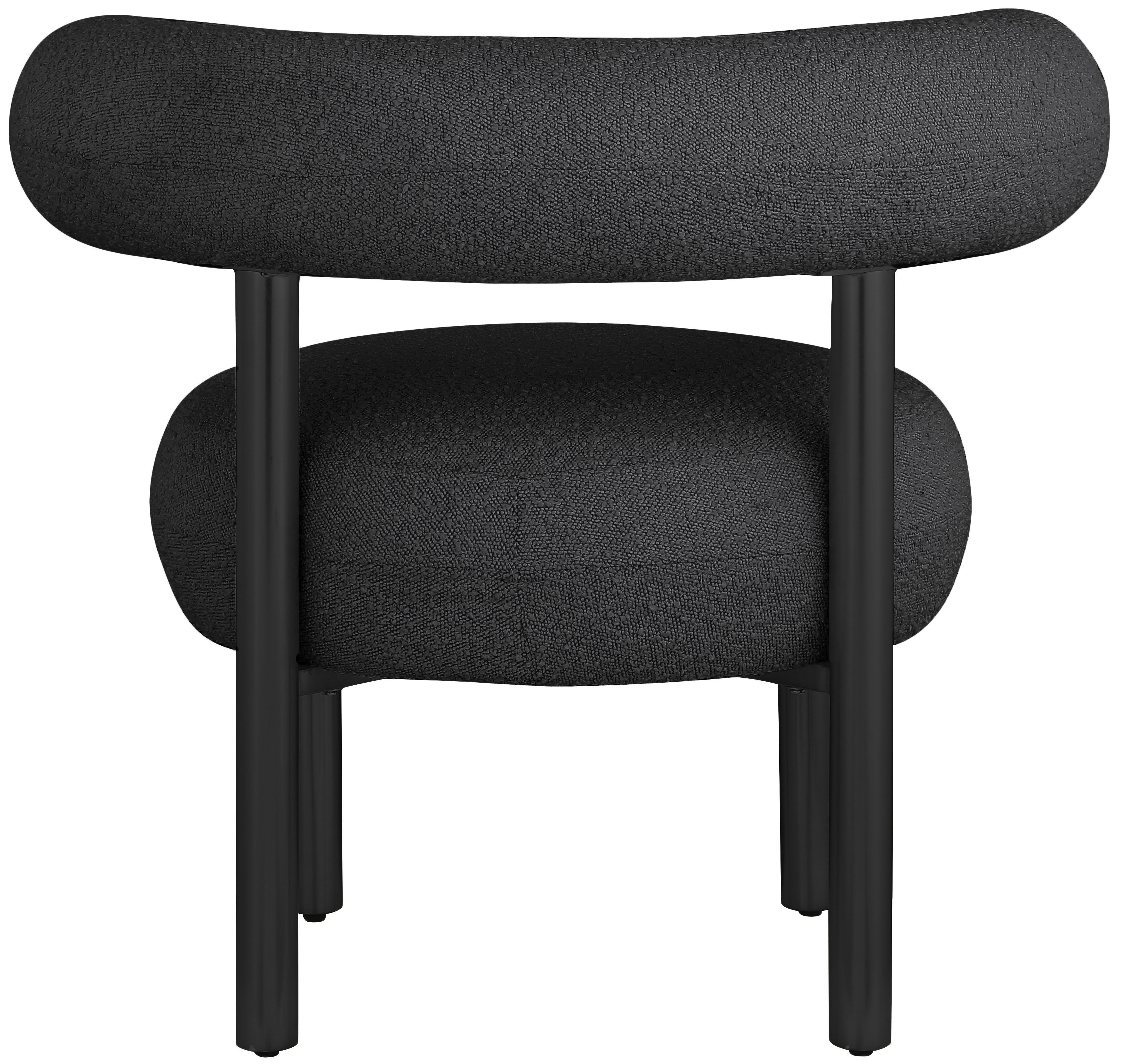 Bordeaux - Boucle Fabric Accent Chair With Black Legs - Black