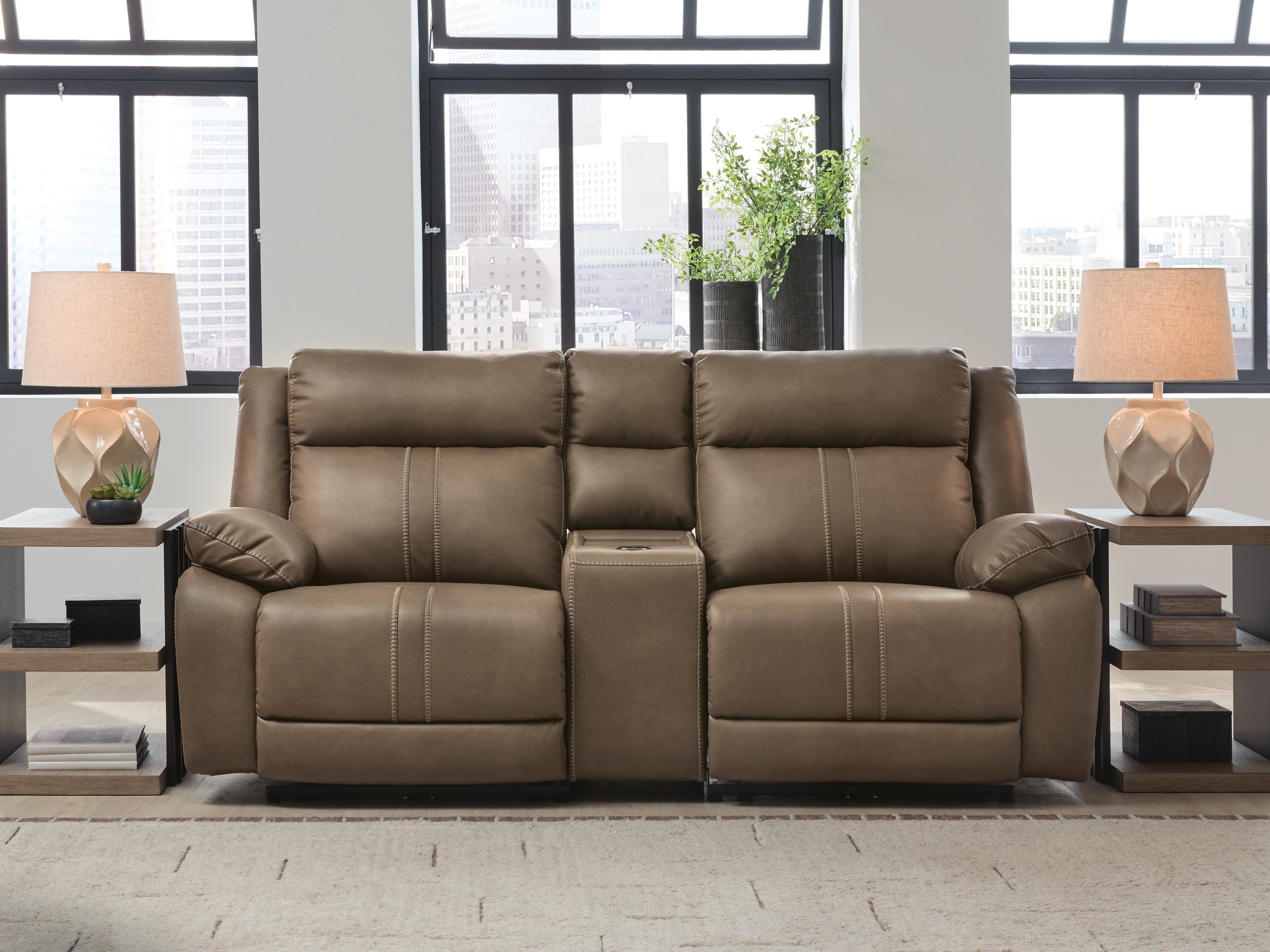 Ashley Furniture Max-Momentum - 3-Piece Power Reclining Sectional Loveseat With Audio Console - Biscotti - Image 6