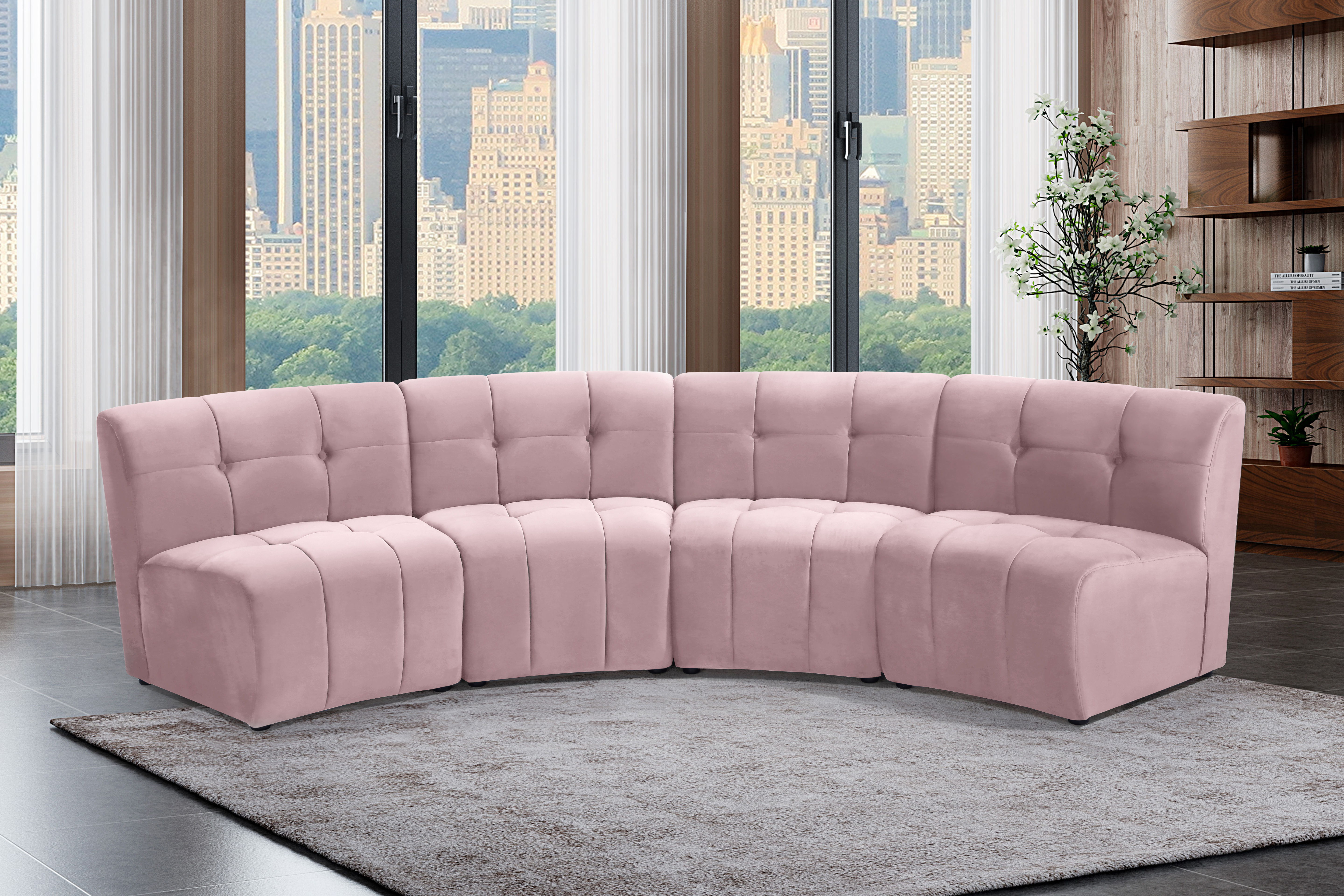 Limitless - 4 Piece Modular Sectional - Pink