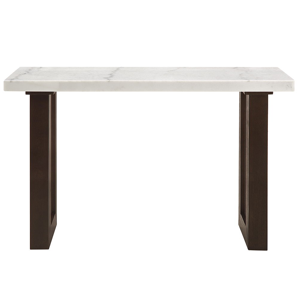 Edwyn - Sofa Table With Marble Top - White Natural Marble Top & Brown, white