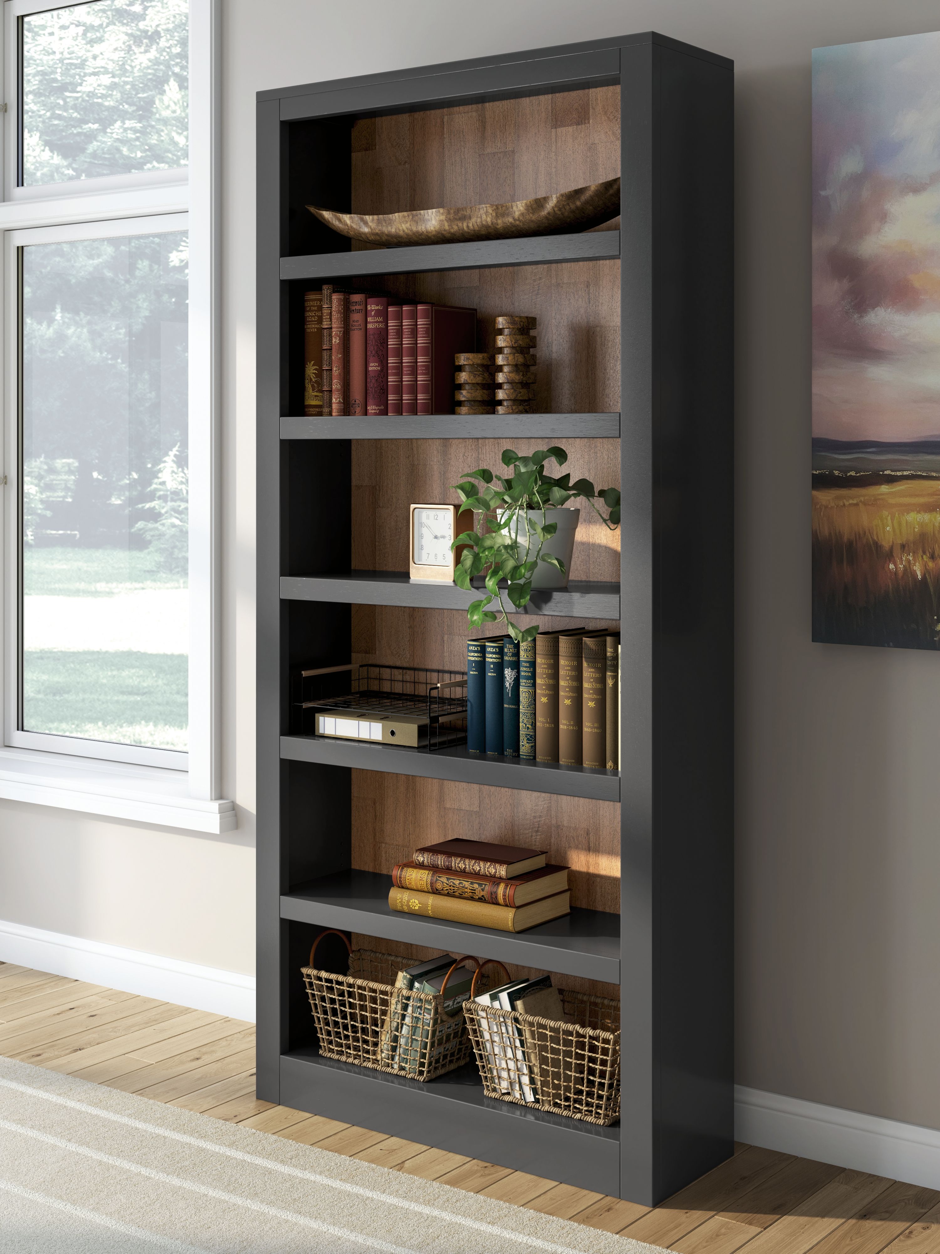 Ashley Furniture Wildenauer - 4 Pc. - Home Office Desk And Return, Swivel Desk Chair, Bookcase - Brown / Black - Image 10