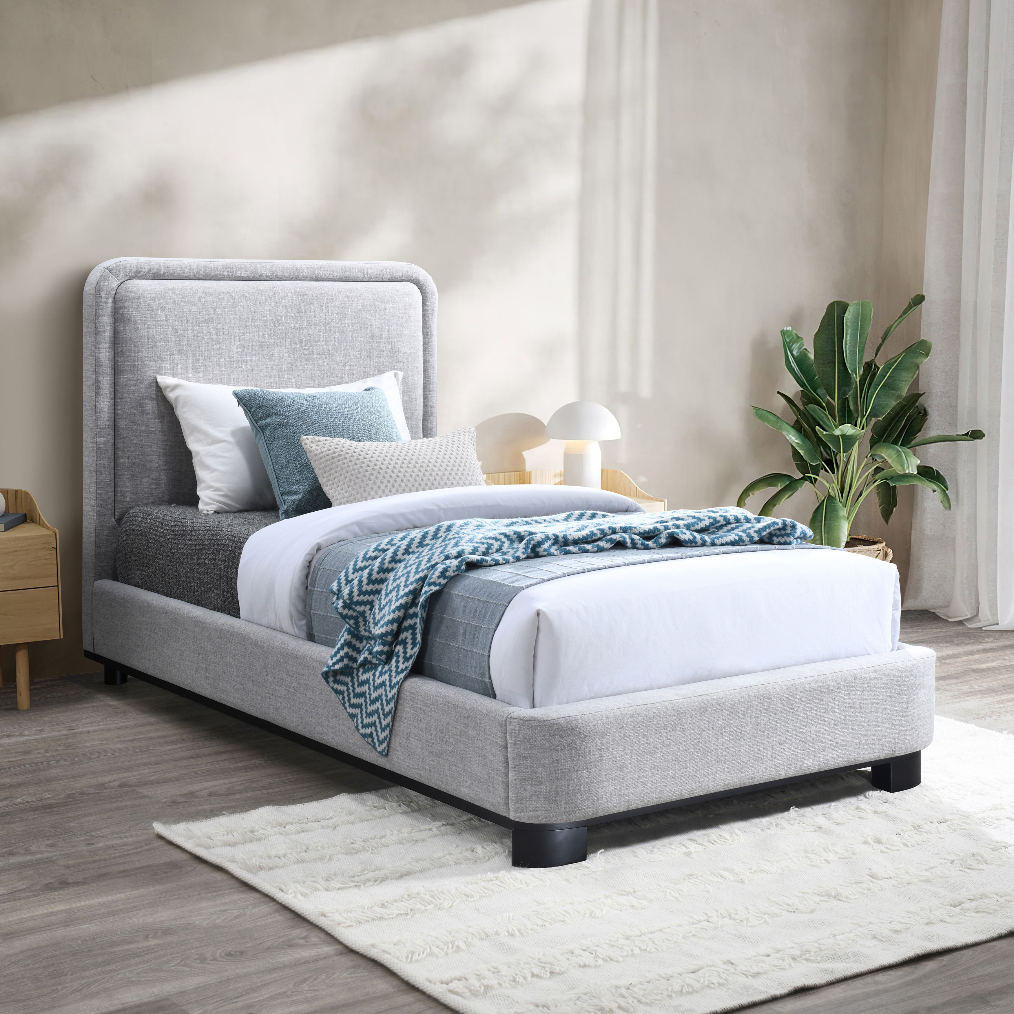 Nolita - Twin Bed With Black Base - Gray