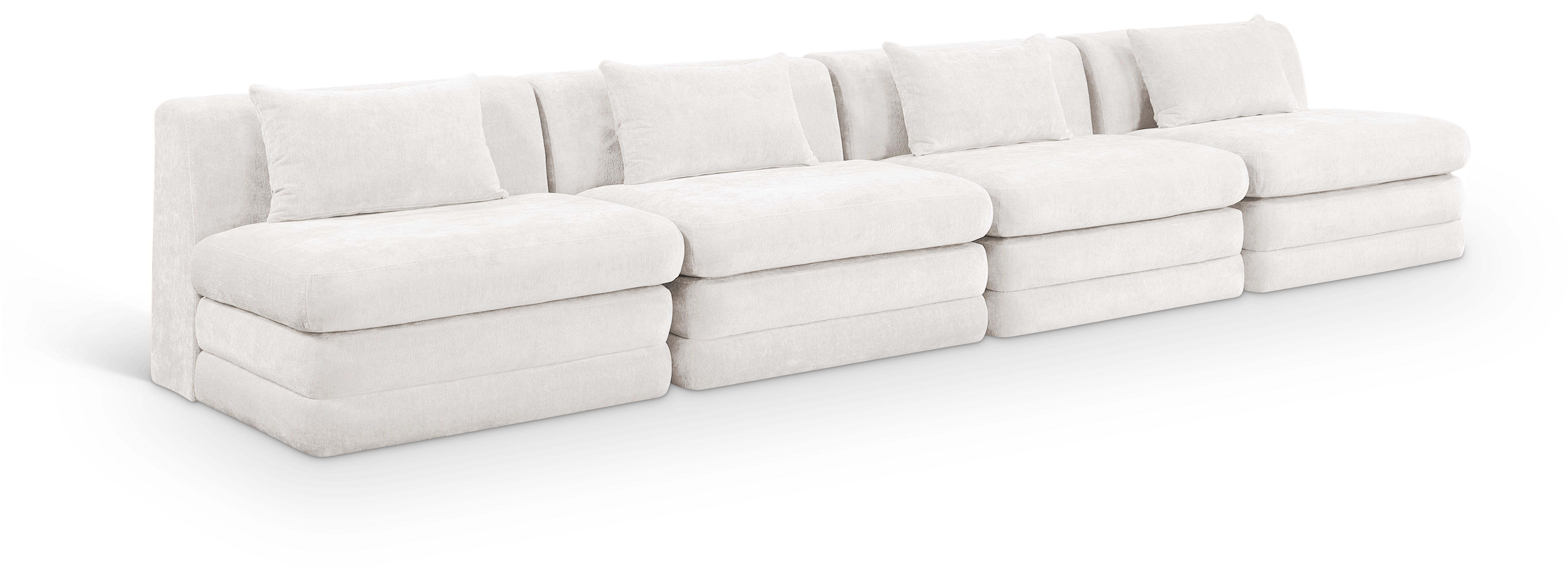 4 Pc · Chenille Fabric 152" Upholstered Modular Sofa