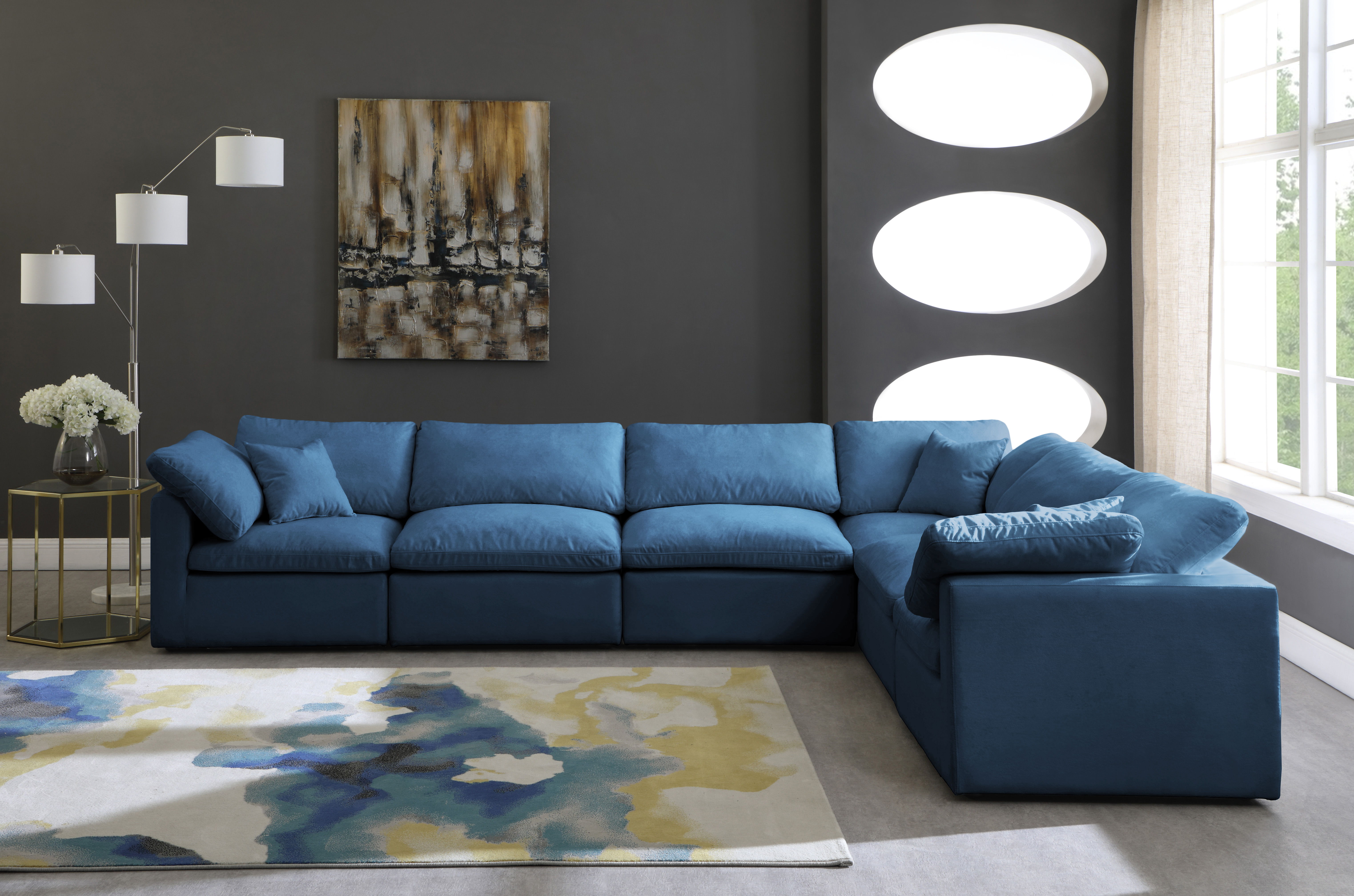 Plush - 6 Piece Modular Corner Sectional - Navy