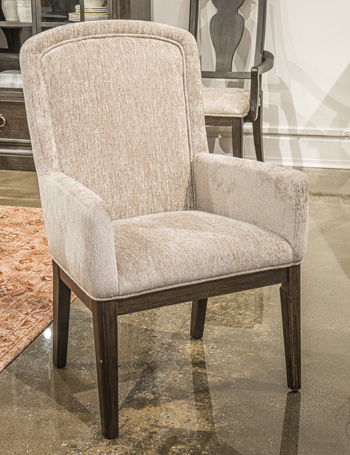 Wickenger – Dining Upholstered Arm Chair (Set of 2) – Light Gray / Dark Brown