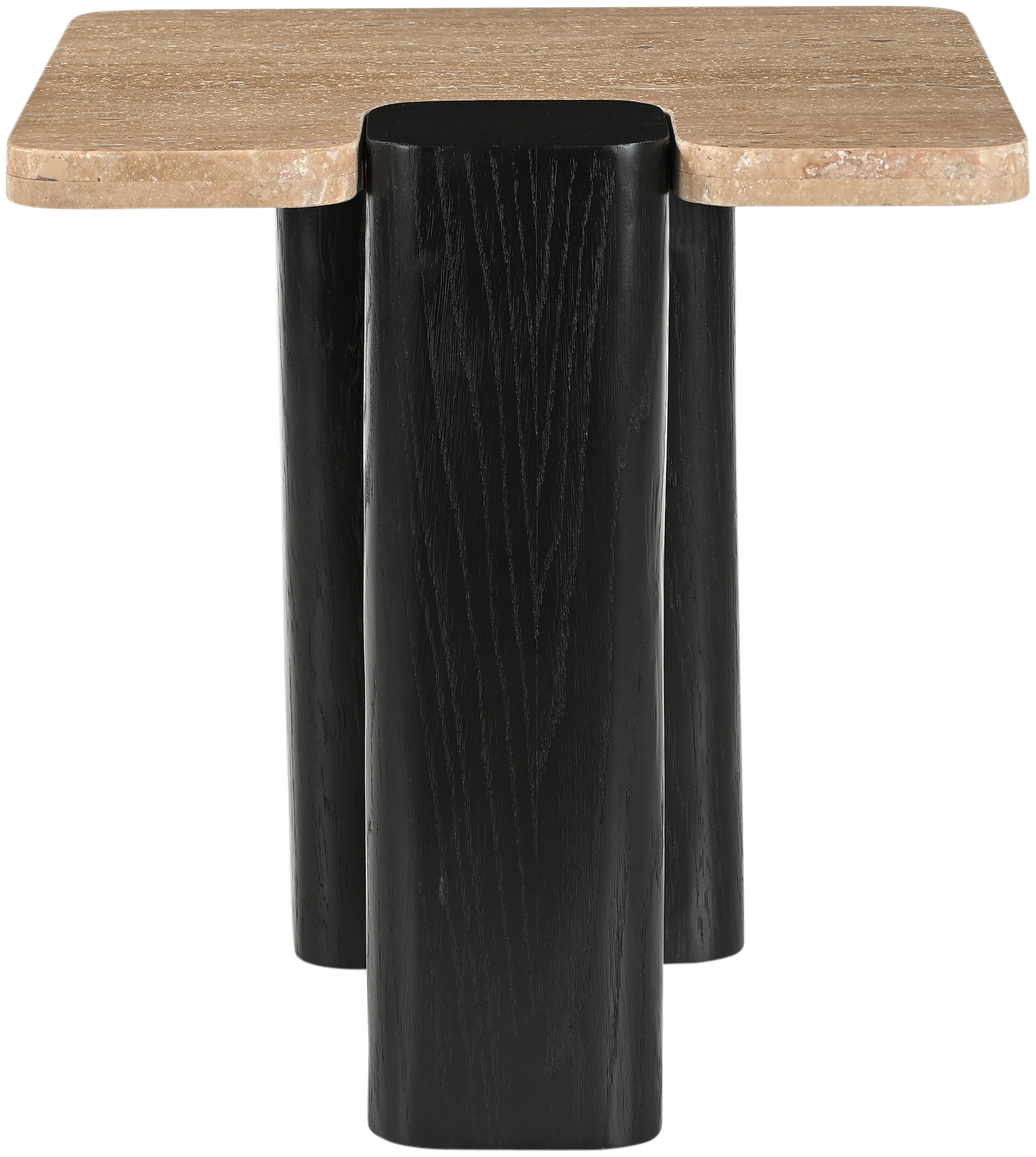 Ravenna - Genuine Travertine Top And Oak Wood Base End / Side Table - Natural