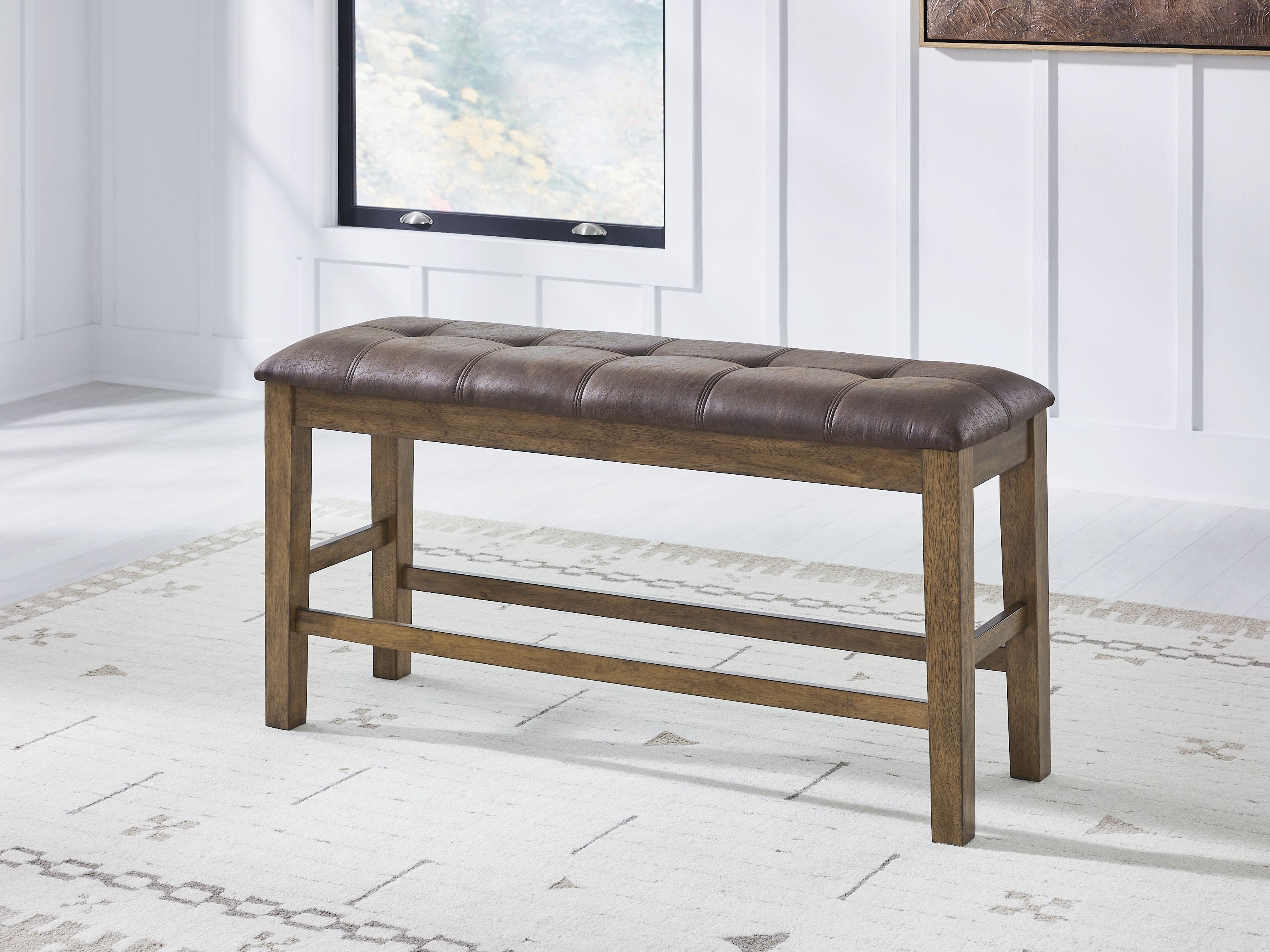 Ashley Furniture Urbinforte - Double Counter Height Upholstered Bench - Light Brown - Image 2