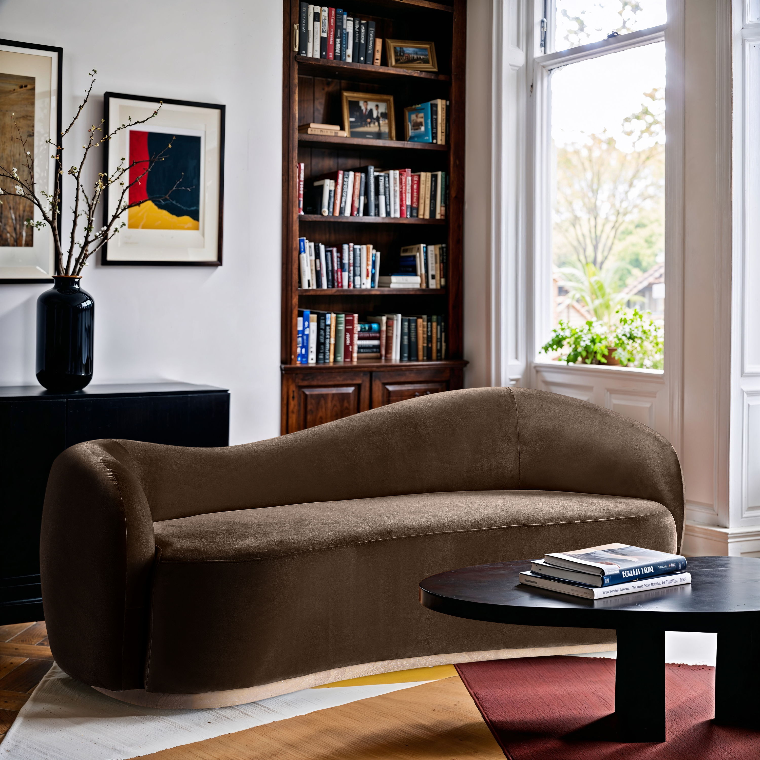 Gustavo - Velvet 92.5" Upholstered Sofa - Brown