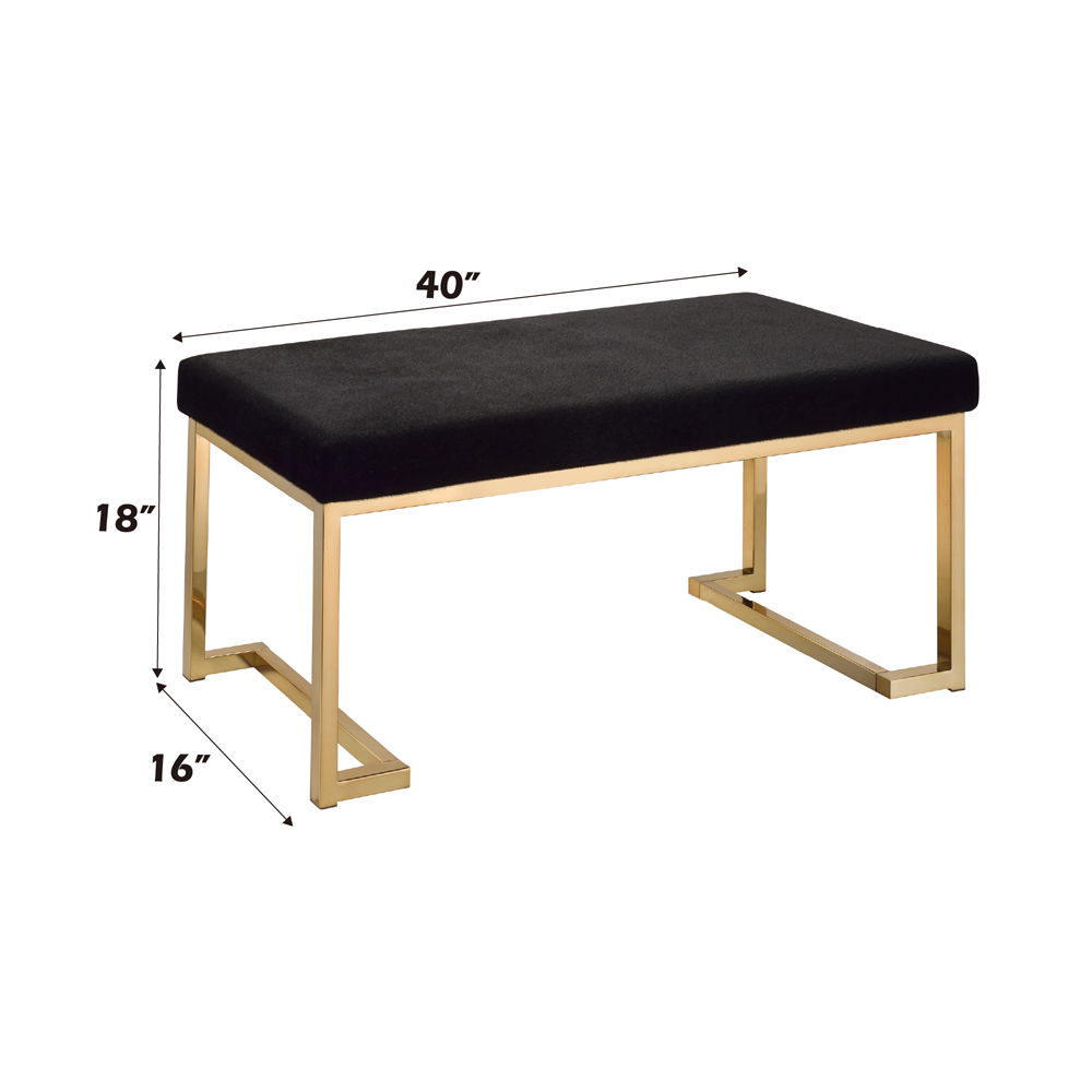 Boice - Bench - Black Fabric & Champagne, black, view 2