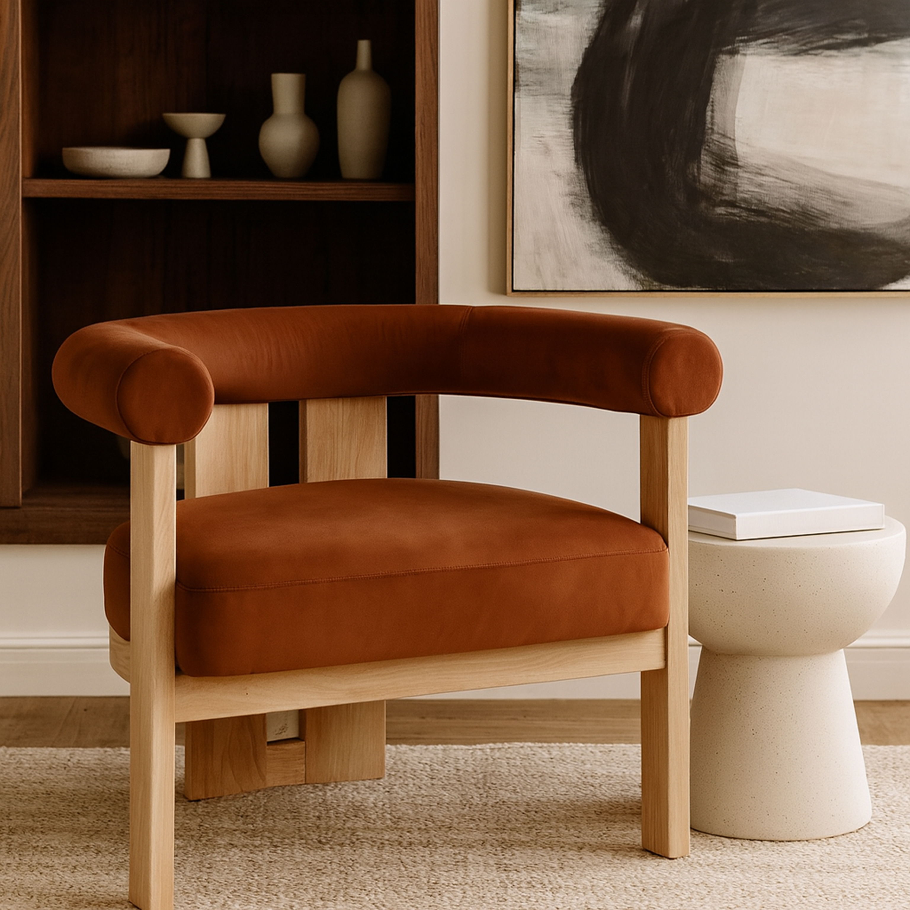 Arienzo - Performance Fabric Upholstered Accent Chair - Cognac