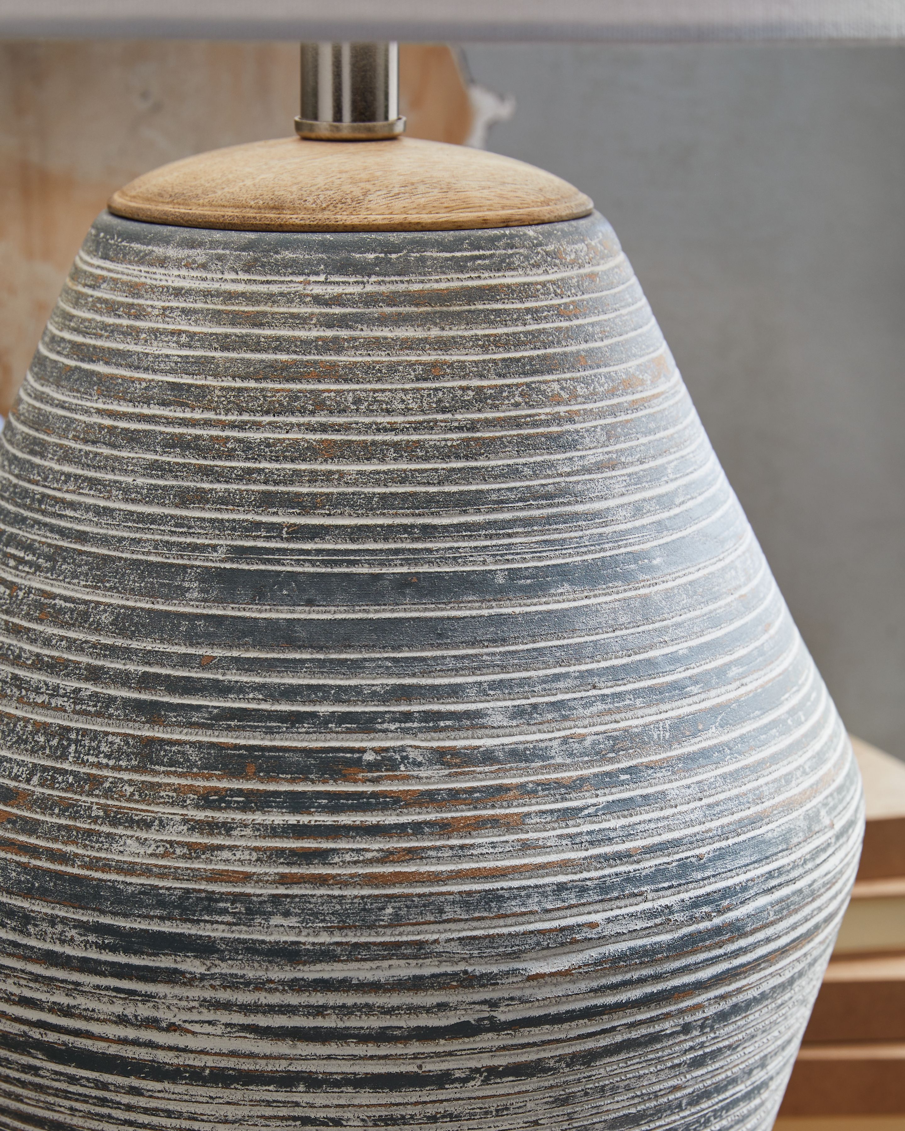 Ashley Furniture Lawrock - Terracotta Table Lamp - Antique Blue - Image 3