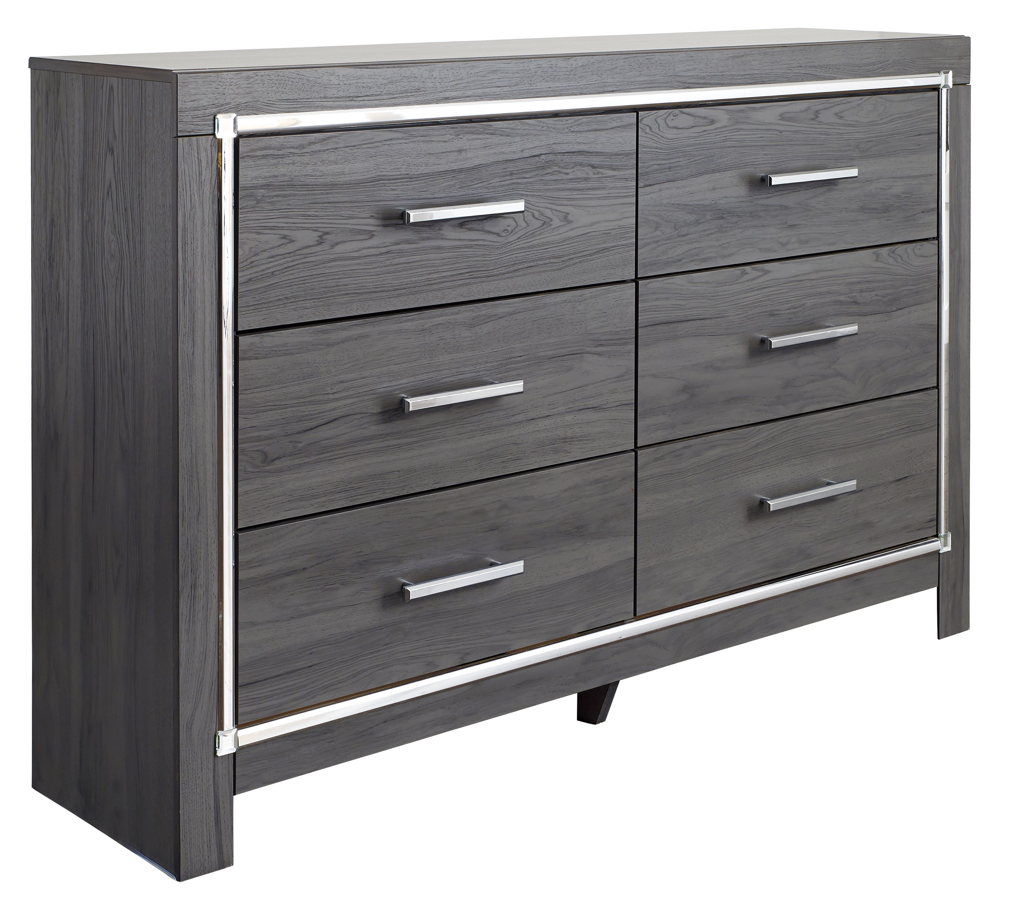 Lodanna - 5 Pc. - Dresser, Mirror, King Panel Bed with 2 Storage Drawers - Gray