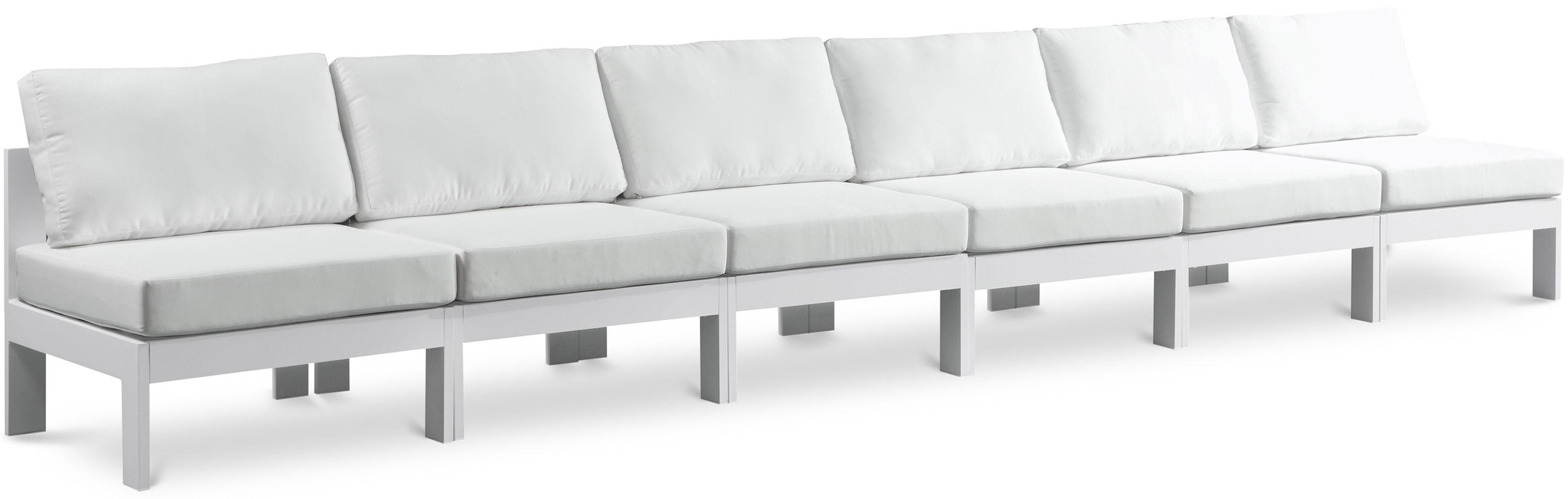 Nizuc - Outdoor Patio 6 Seat Armless Modular Sofa With White Frame - White